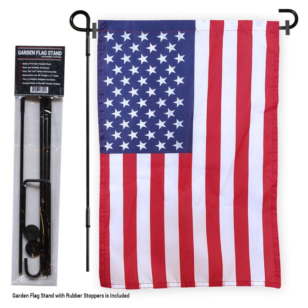 Sports Flags Pennants Company American USA Garden Flag with Pole Stand Holder - Sports Collectibles, Sports Memorabilia, Sports Fan Shop, Sports Gifts