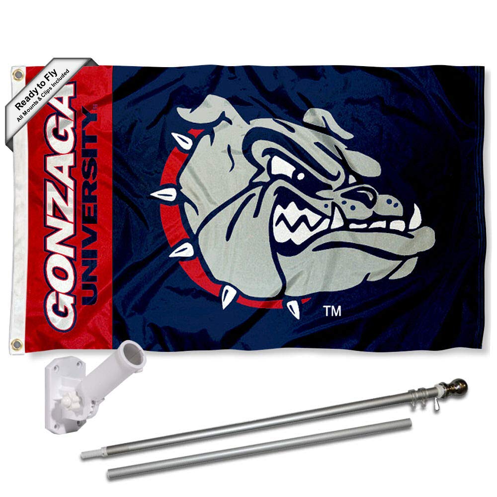 College Flags & Banners Co. Gonzaga 3x5 Flag and Pole Bracket Mount Bundle - Sports Collectibles, Sports Memorabilia, Sports Fan Shop, Sports Gifts