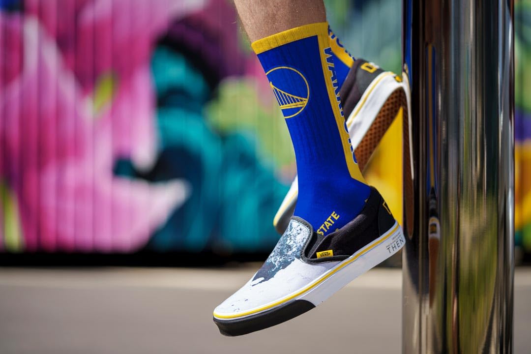 For Bare Feet NBA GOLDEN STATE WARRIORS MVP Crew Sock Team Color Large - Sports Gifts, Sports Memorabilia, Sports Collectibles, Fan Shop