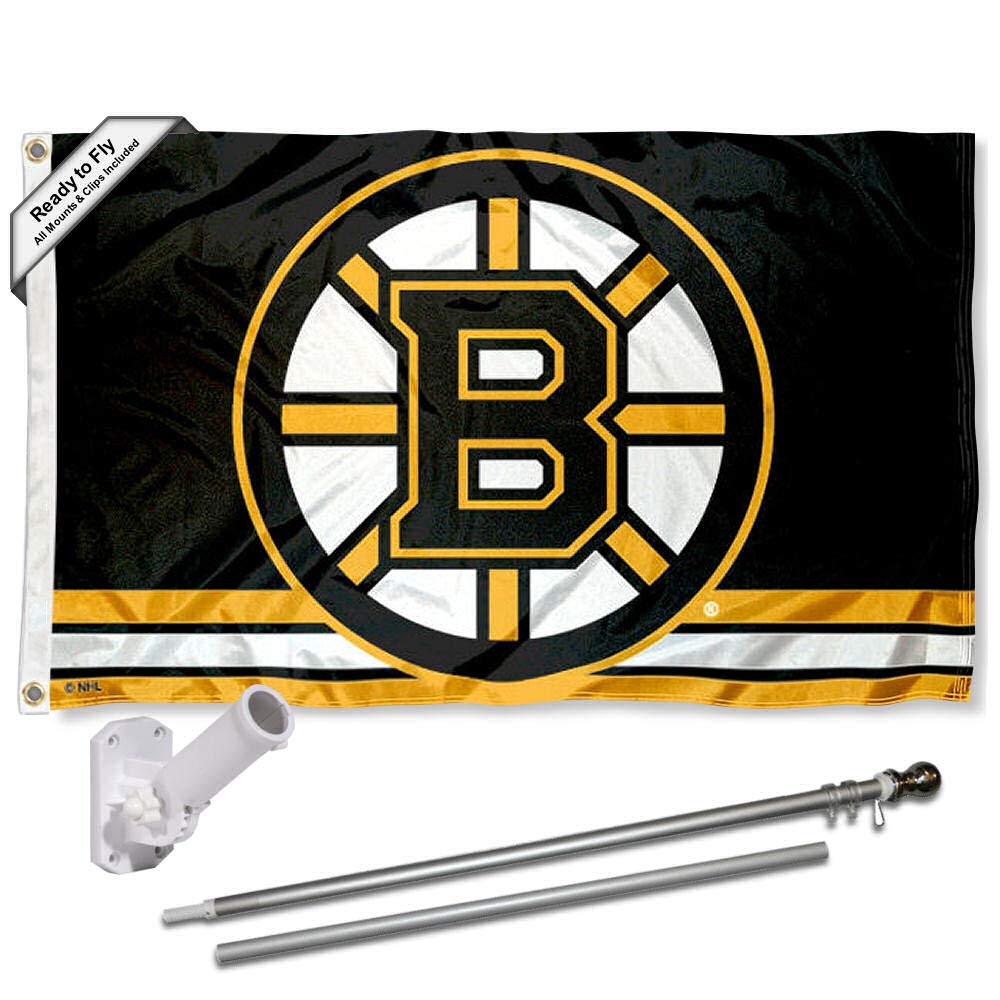 WinCraft Boston Bruins Flag Pole and Bracket Set - Sports Collectibles, Sports Memorabilia, Sports Fan Shop, Sports Gifts
