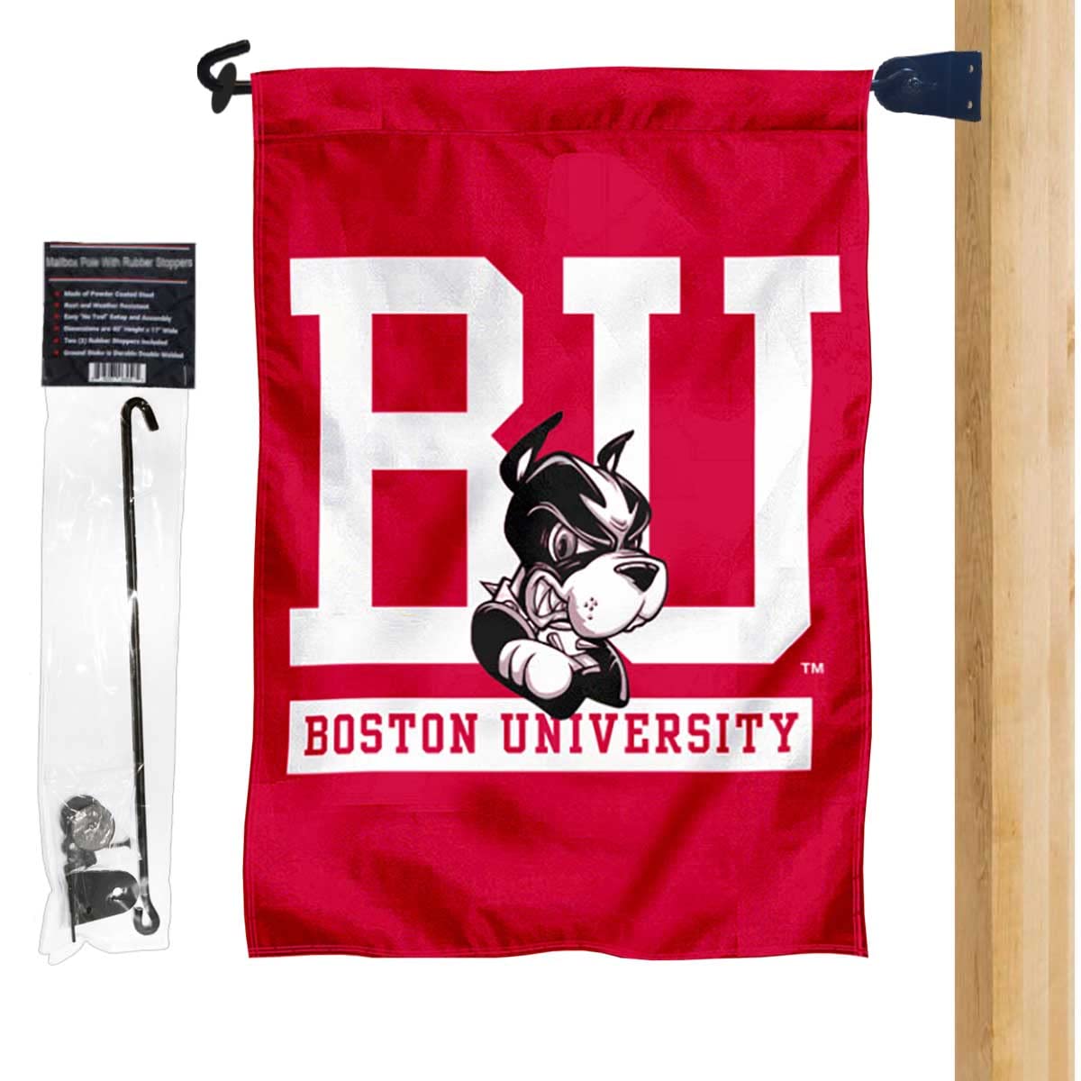 BU Terriers Garden Flag and Mailbox Post Pole Mount Holder Set - Sports Collectibles, Sports Memorabilia, Sports Fan Shop, Sports Gifts