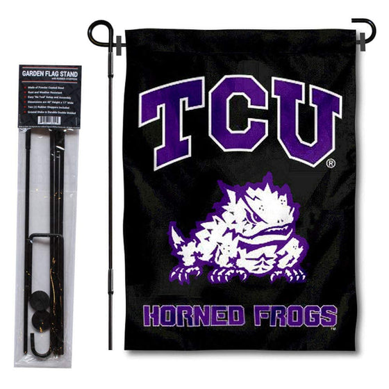 College Flags & Banners Co. TCU Horned Frogs Black Garden Yard and USA Flag Stand Pole Holder Set - Sports Collectibles, Sports Memorabilia, Sports Fan Shop, Sports Gifts