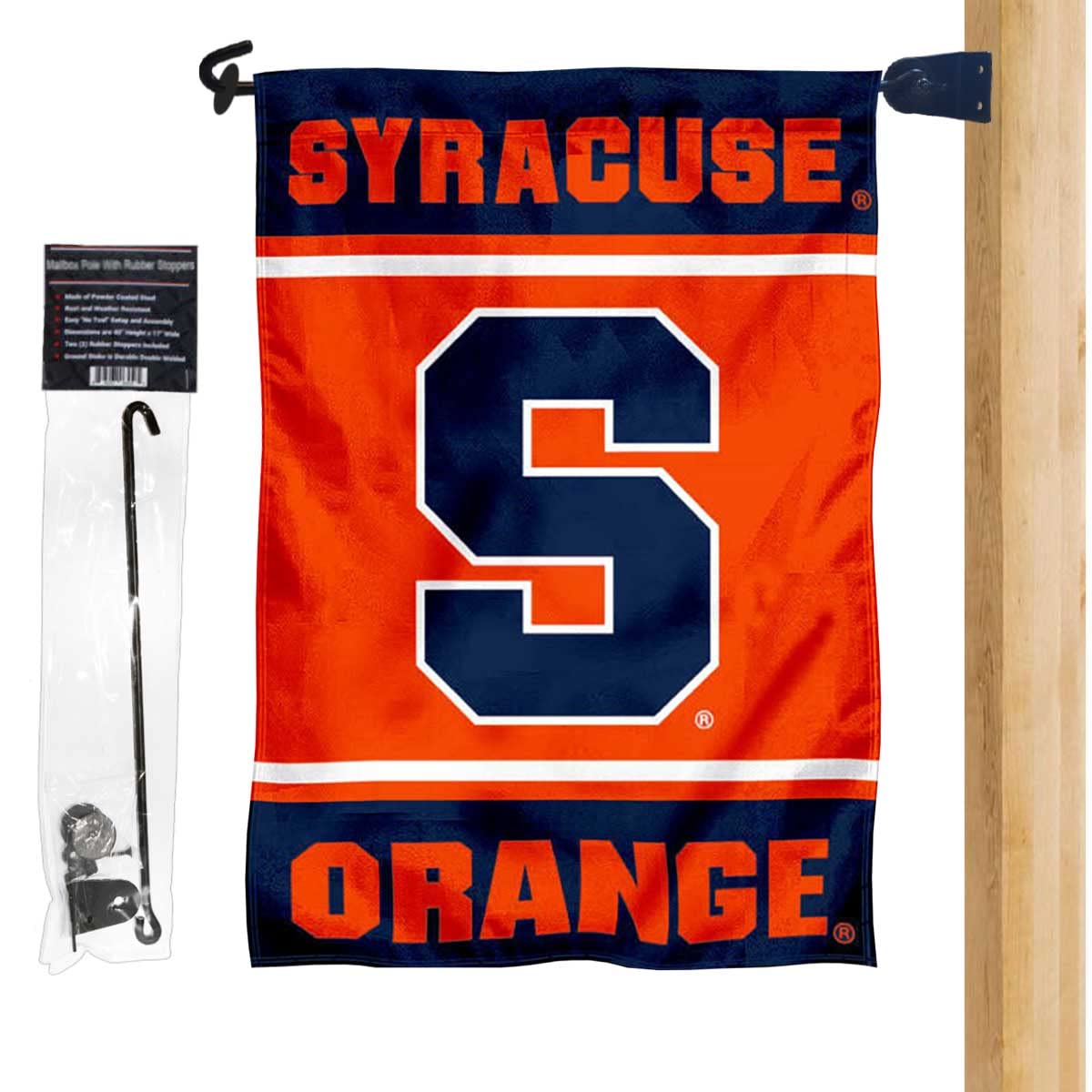 Syracuse Orange Garden Flag and Mailbox Post Pole Mount Holder Set - Sports Collectibles, Sports Memorabilia, Sports Fan Shop, Sports Gifts