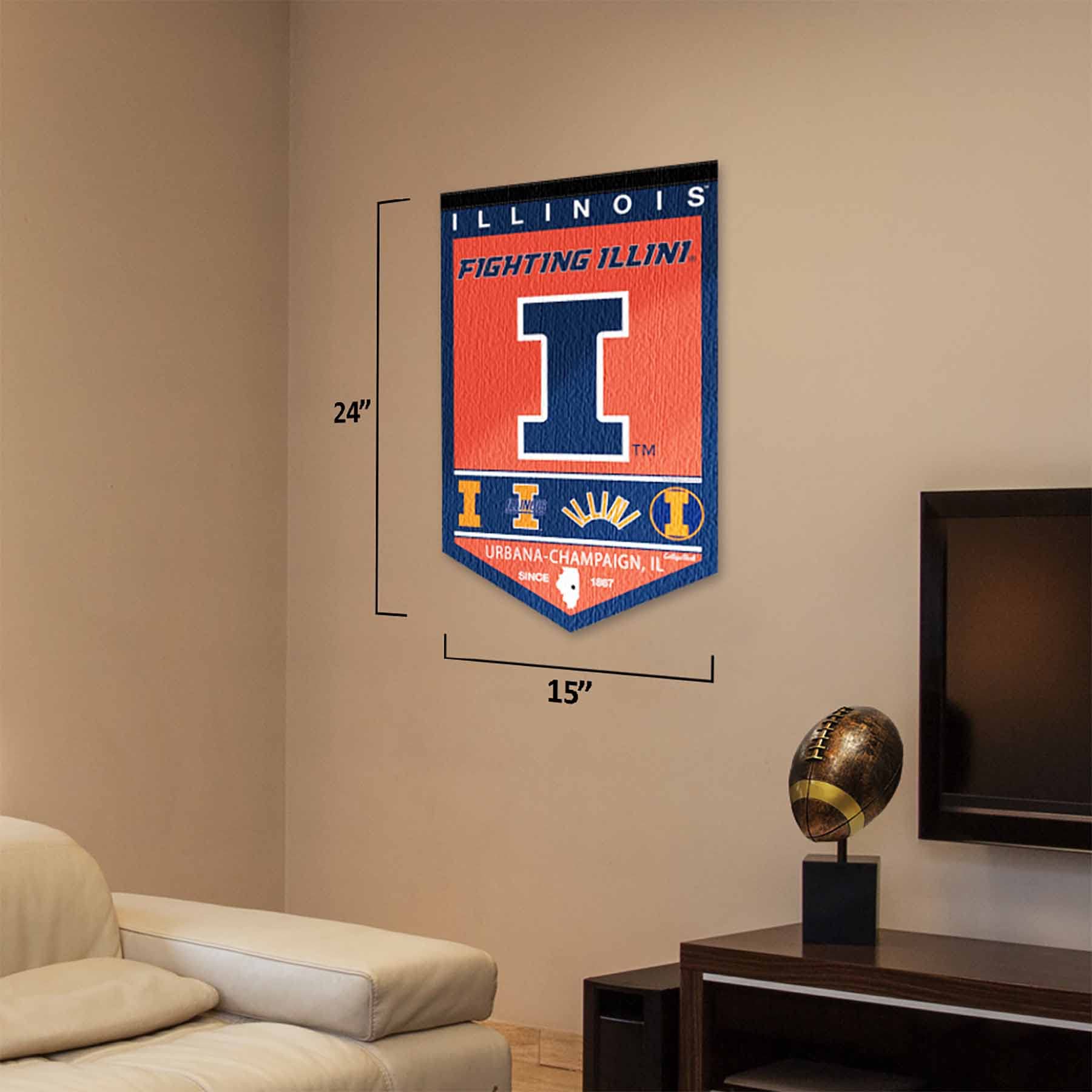 College Flags & Banners Co. Illinois Fighting Illini Heritage History Banner Pennant - Sports Collectibles, Sports Memorabilia, Sports Fan Shop, Sports Gifts