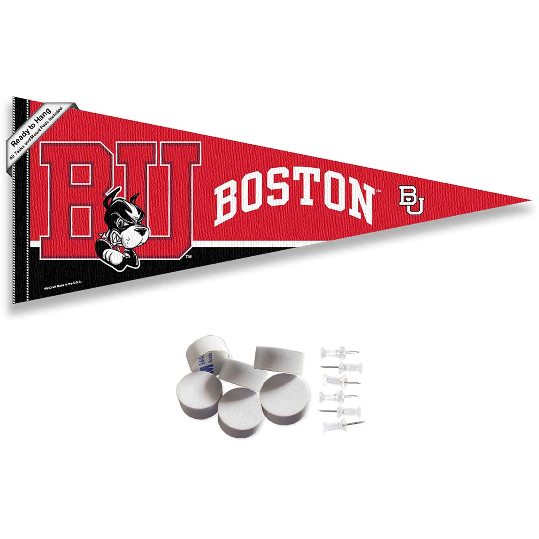 College Flags & Banners Co. Boston Terriers Pennant Flag and Wall Tack Mount Pads - Sports Collectibles, Sports Memorabilia, Sports Fan Shop, Sports Gifts