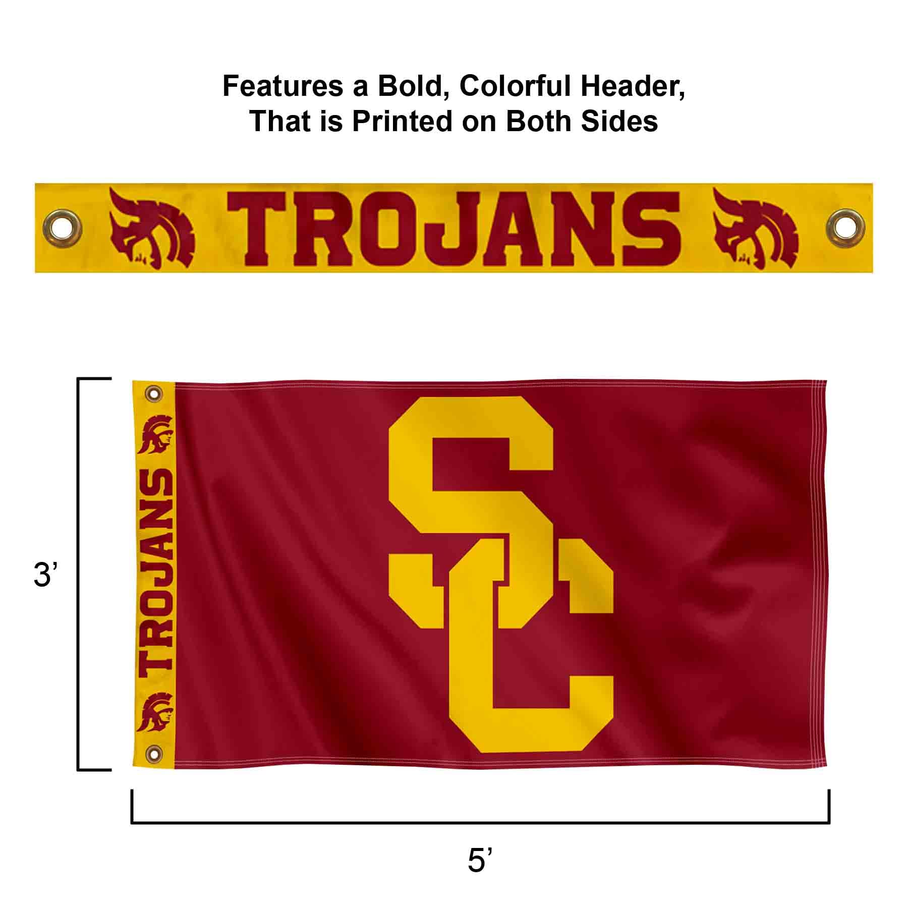 College Flags & Banners Co. USC Trojans Printed Header 3x5 Foot Banner Flag - Sports Collectibles, Sports Memorabilia, Sports Fan Shop, Sports Gifts