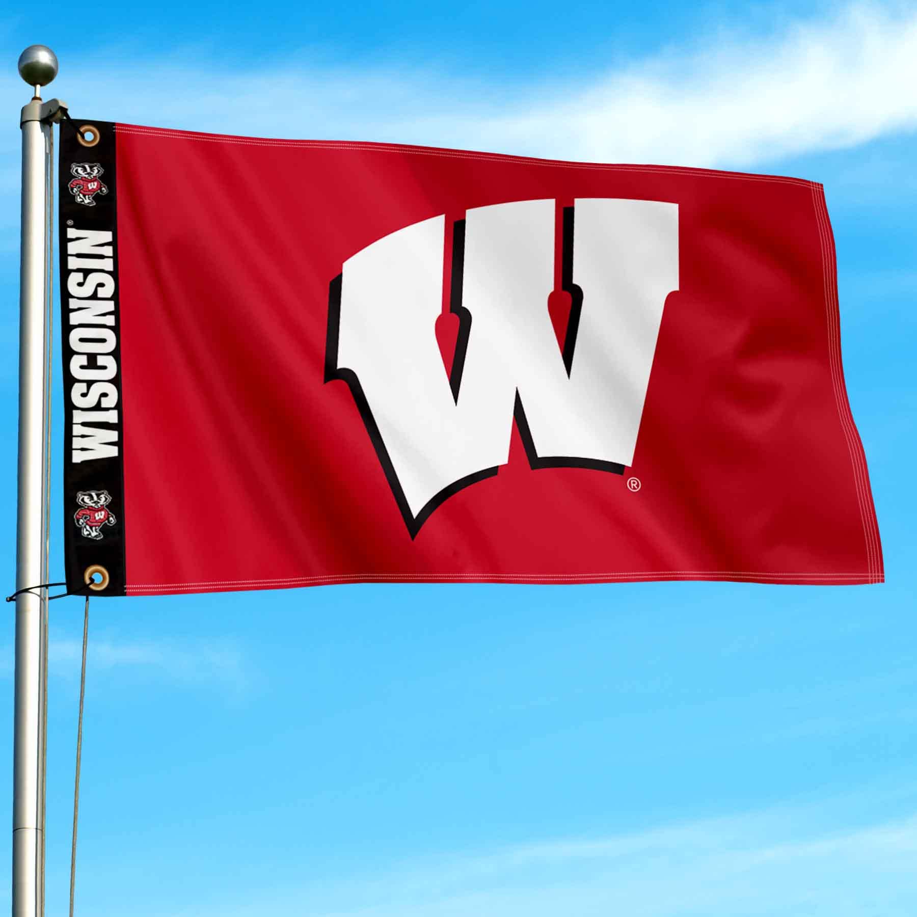 College Flags & Banners Co. Wisconsin Badgers Printed Header 3x5 Foot Banner Flag - Sports Collectibles, Sports Memorabilia, Sports Fan Shop, Sports Gifts