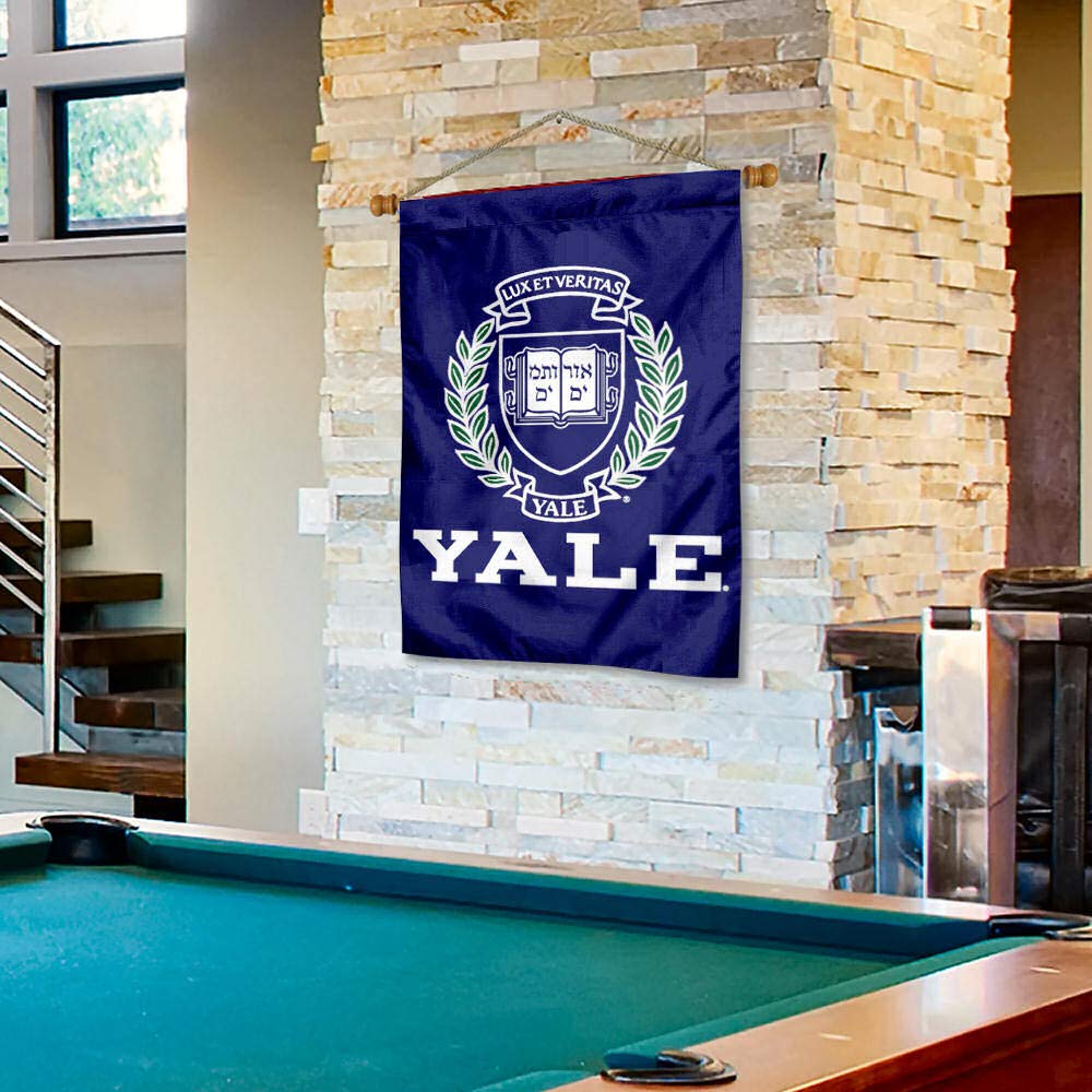 College Flags & Banners Co. Yale University House Flag and Wood Banner Pole Set - Sports Collectibles, Sports Memorabilia, Sports Fan Shop, Sports Gifts