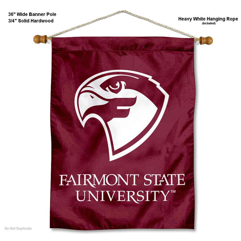 Fairmont State Fighting Falcons Double Sided House Flag and Wood Banner Pole Set - Sports Collectibles, Sports Memorabilia, Sports Fan Shop, Sports Gifts