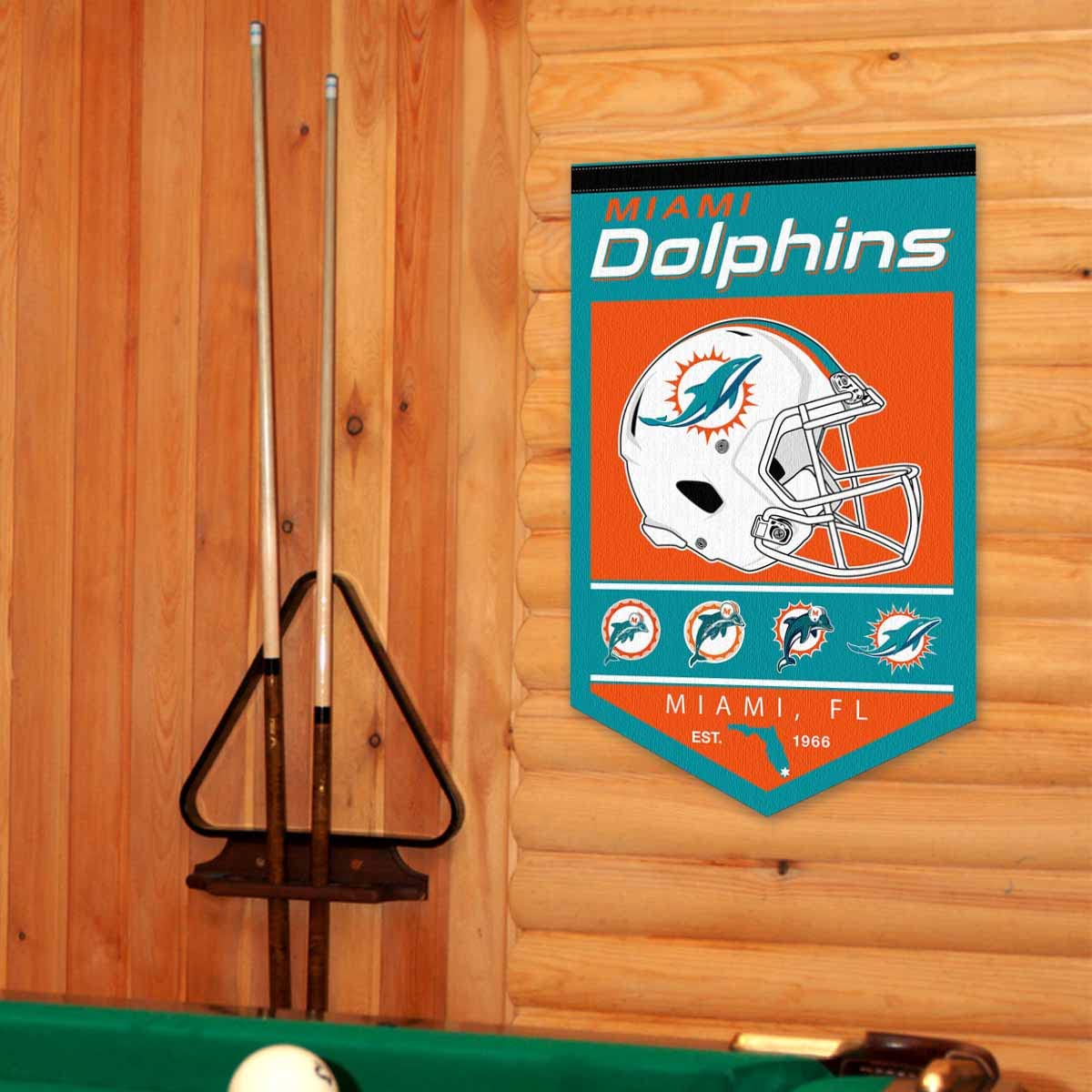 WinCraft Miami Dolphins Heritage History Banner Pennant - Sports Collectibles, Sports Memorabilia, Sports Fan Shop, Sports Gifts