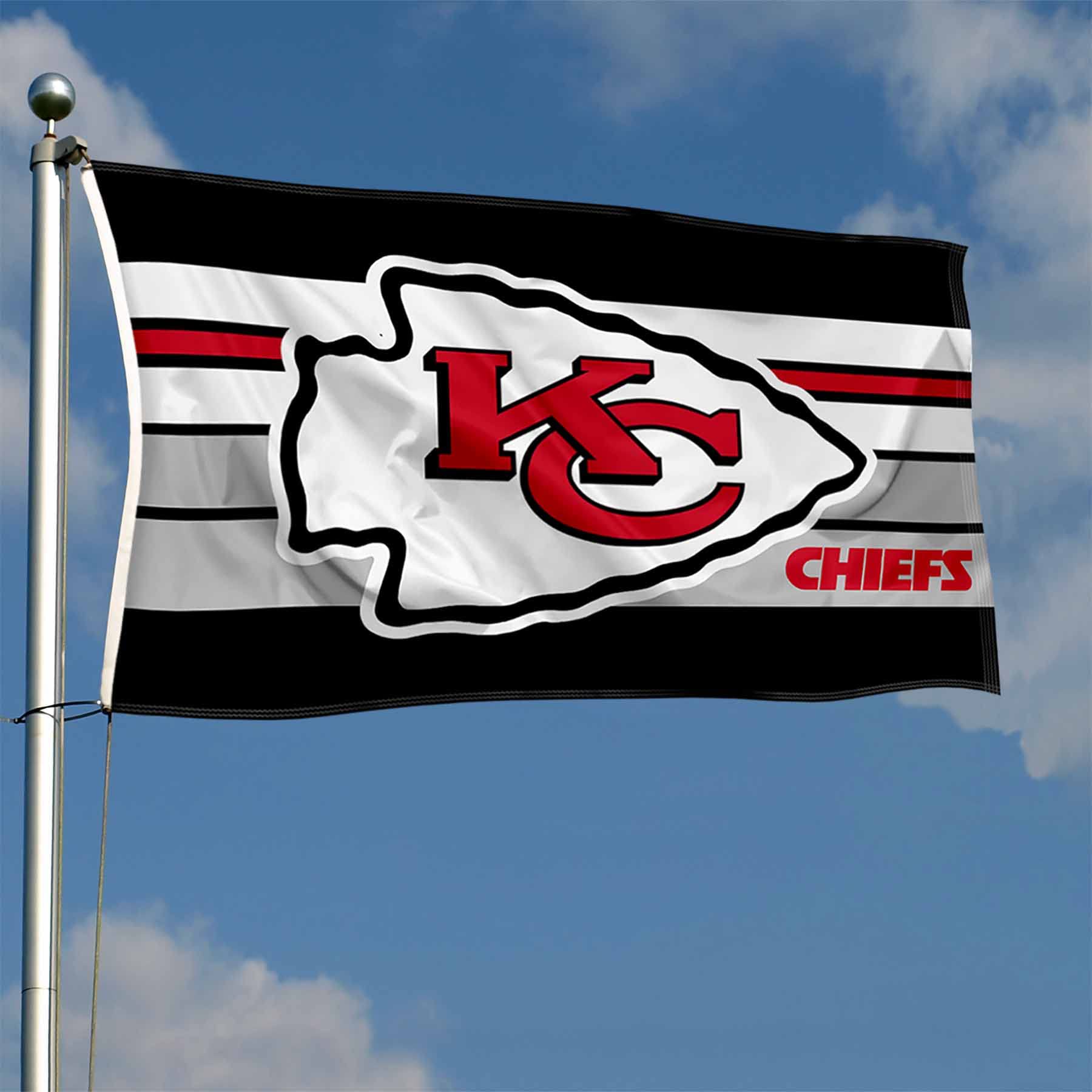 WinCraft Kansas City Chiefs Retro Stripes Large 3x5 Flag - Sports Collectibles, Sports Memorabilia, Sports Fan Shop, Sports Gifts