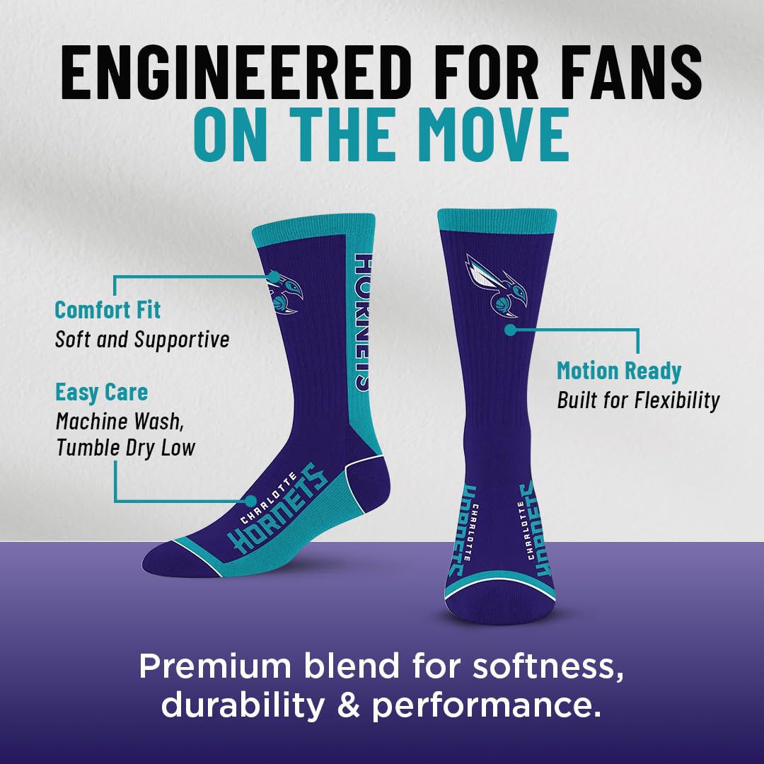 For Bare Feet NBA CHARLOTTE HORNETS MVP Crew Sock Team Color Large - Sports Gifts, Sports Memorabilia, Sports Collectibles, Fan Shop