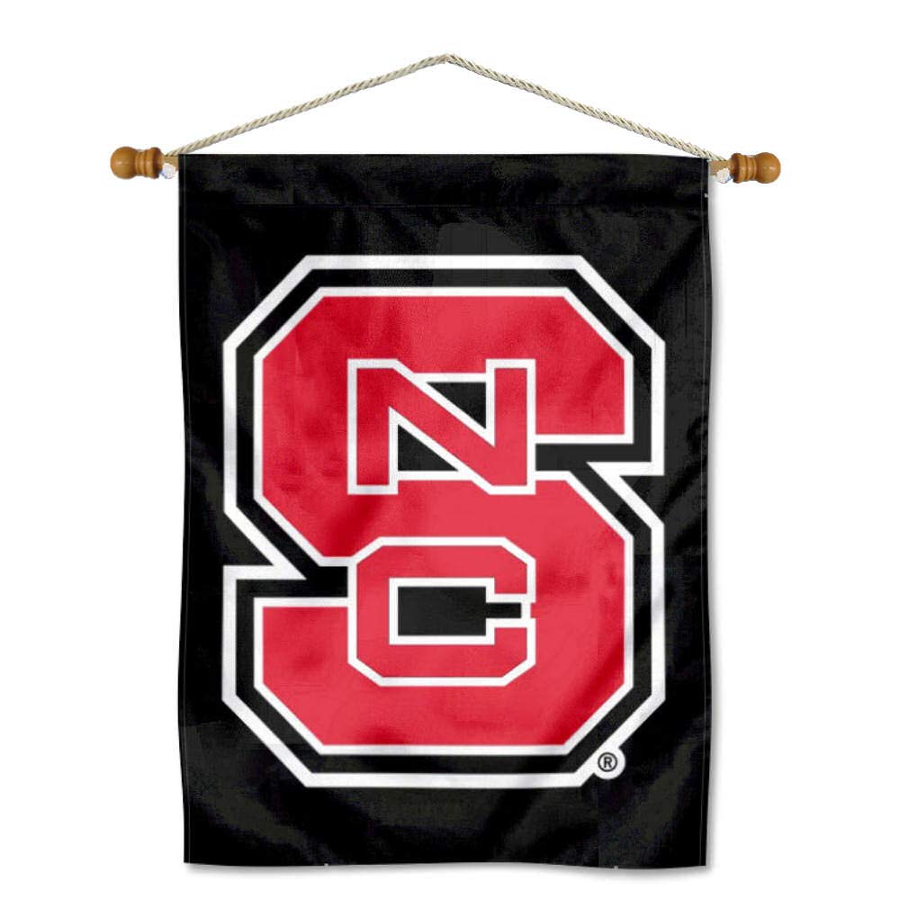 College Flags & Banners Co. NC State Wolfpack Black Banner Flag and Wood Pole Set - Sports Collectibles, Sports Memorabilia, Sports Fan Shop, Sports Gifts