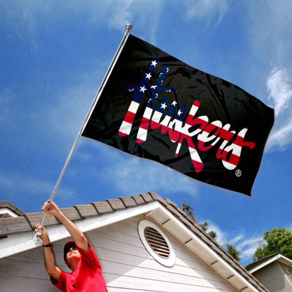 College Flags & Banners Co. Nebraska Huskers Patriotic Flag and USA 3x5 Flag Set - Sports Collectibles, Sports Memorabilia, Sports Fan Shop, Sports Gifts