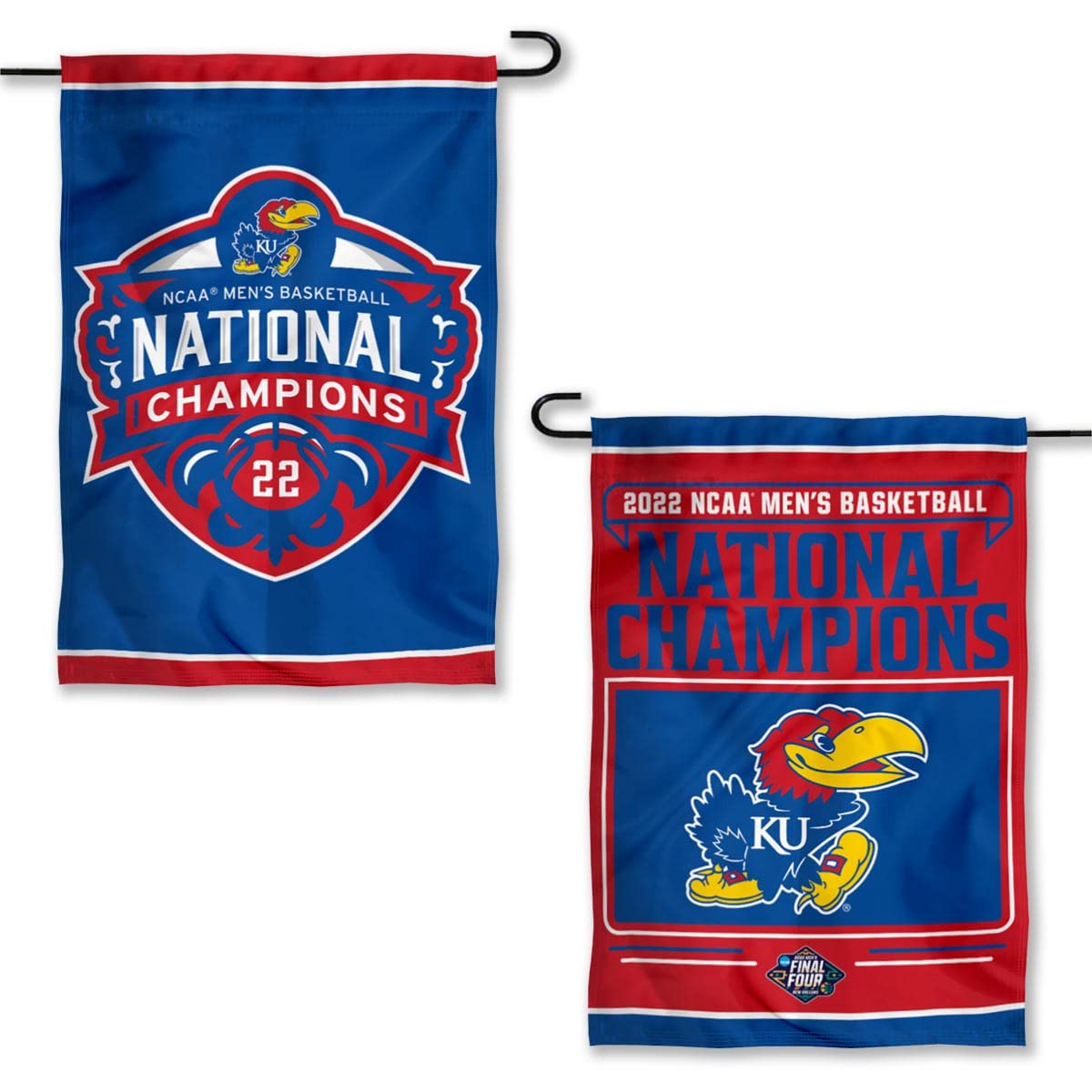 WinCraft Kansas KU Jayhawks College Basketball 2022 National Champions Double Sided Garden Banner - Sports Collectibles, Sports Memorabilia, Sports Fan Shop, Sports Gifts