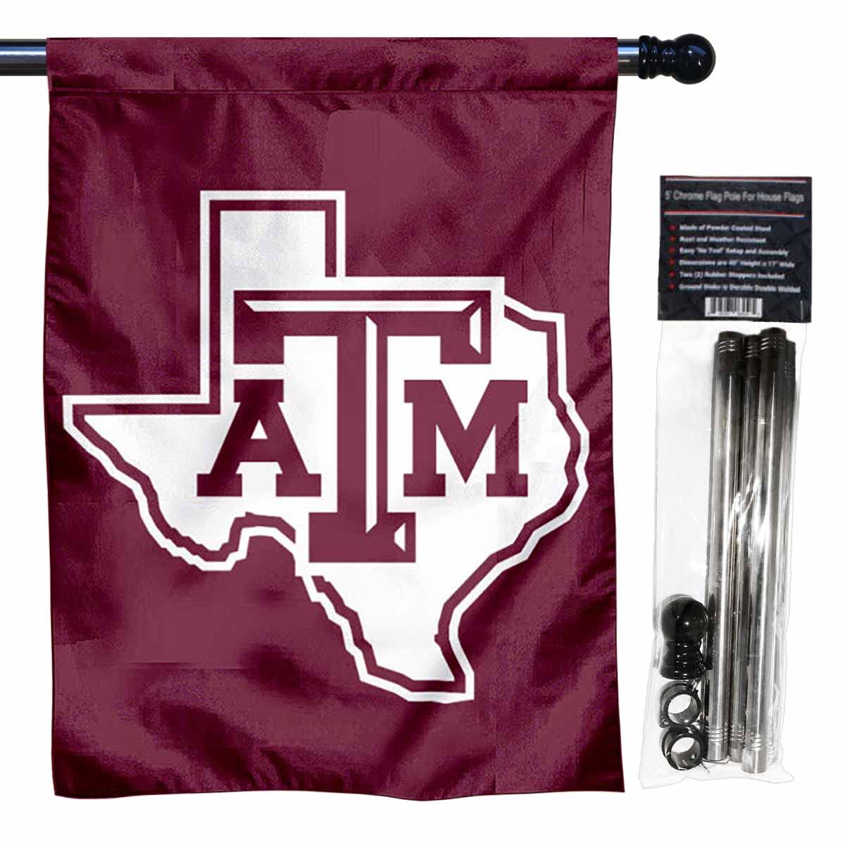 College Flags & Banners Co. Lone Star Logo House Flag for Texas A&M with Flag Pole Set - Sports Collectibles, Sports Memorabilia, Sports Fan Shop, Sports Gifts