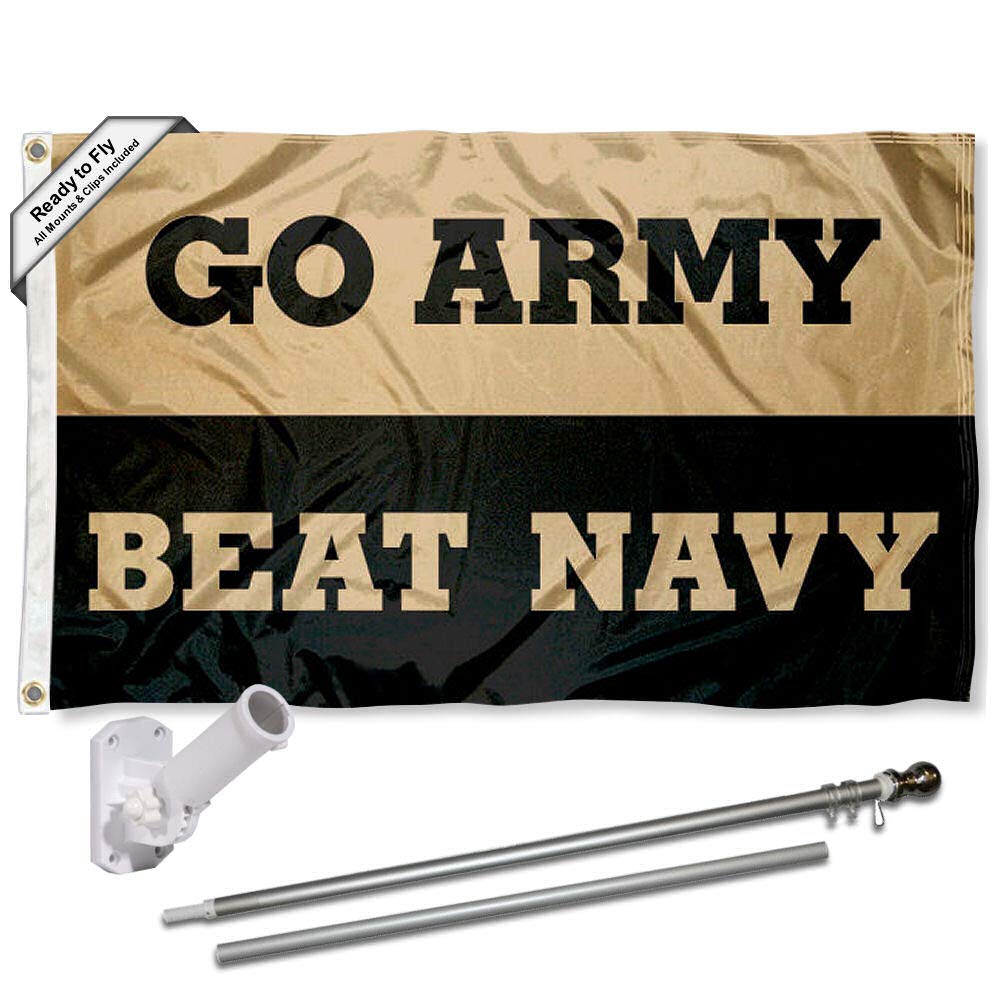College Flags & Banners Co. Army Black Knights Beat Navy Flag with Pole and Bracket Kit - Sports Collectibles, Sports Memorabilia, Sports Fan Shop, Sports Gifts