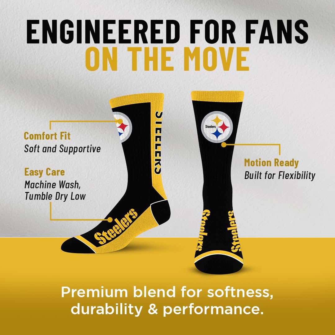 For Bare Feet NFL PITTSBURGH STEELERS MVP Crew Sock Team Color Large - Sports Gifts, Sports Memorabilia, Sports Collectibles, Fan Shop