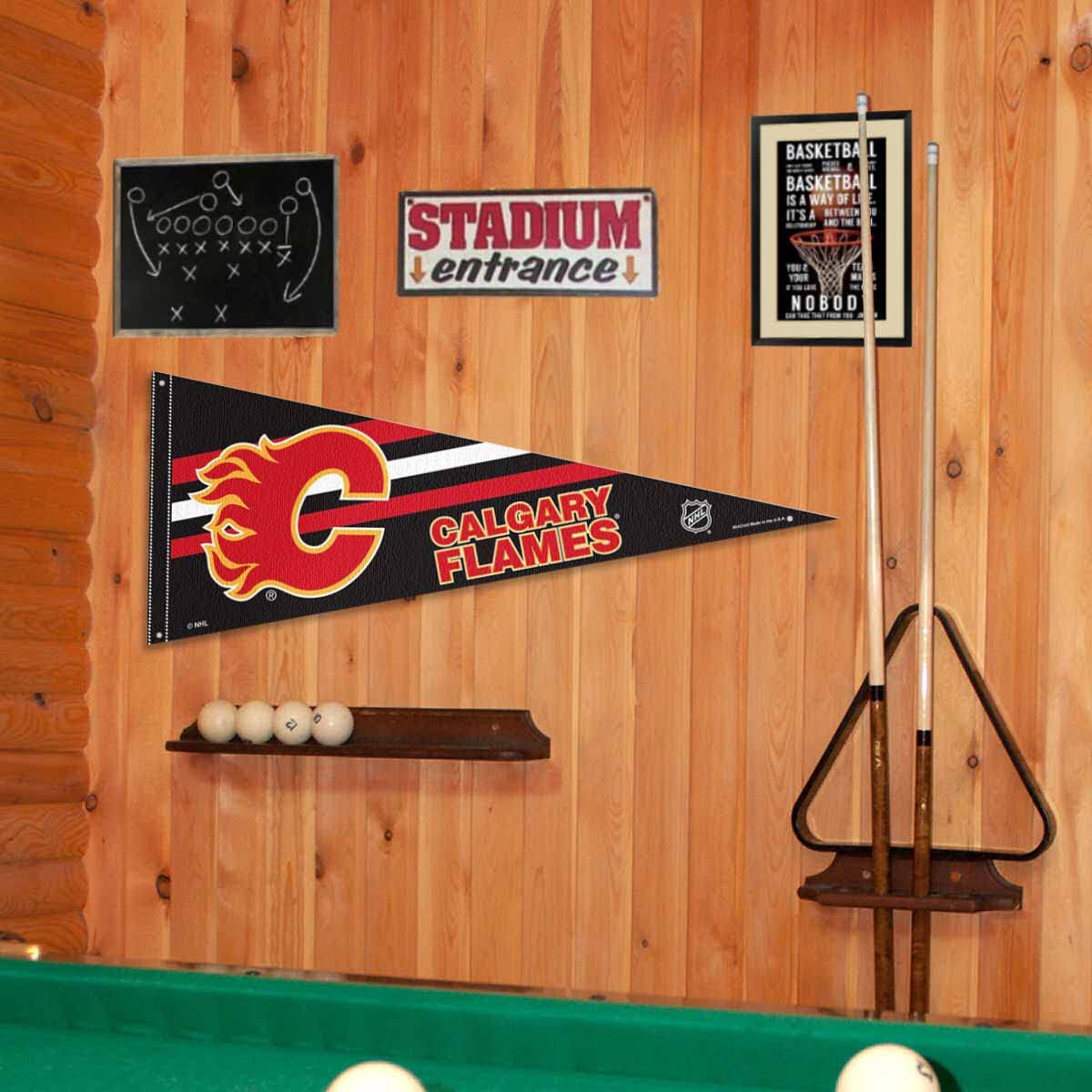 Calgary Flames Pennant Flag and Wall Tack Pads Mounts - Sports Collectibles, Sports Memorabilia, Sports Fan Shop, Sports Gifts