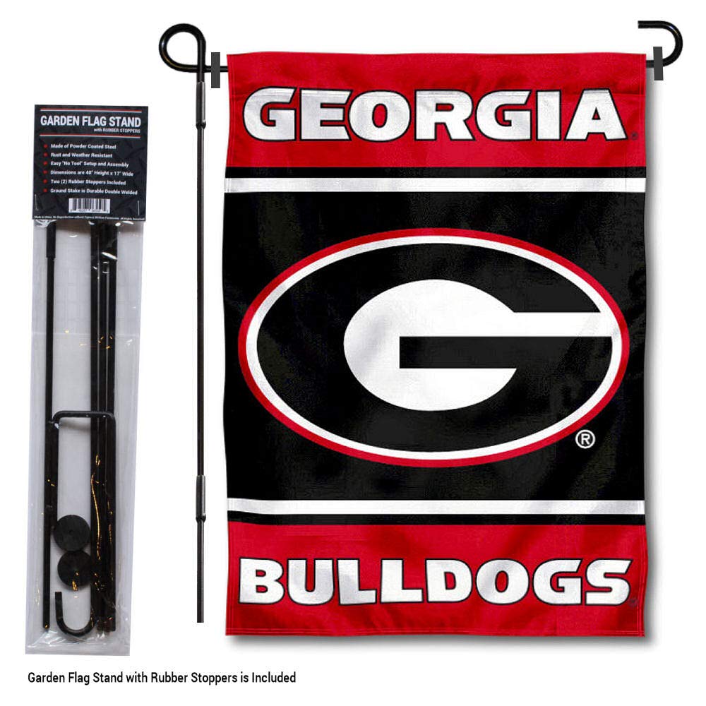 College Flags & Banners Co. Georgia Bulldogs Garden Flag with Stand Holder - Sports Collectibles, Sports Memorabilia, Sports Fan Shop, Sports Gifts