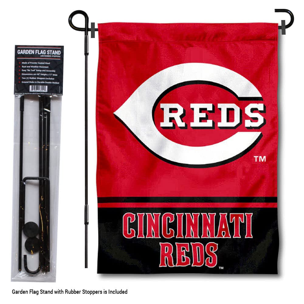 Cincinnati Reds Garden Flag with Stand Holder - Sports Collectibles, Sports Memorabilia, Sports Fan Shop, Sports Gifts
