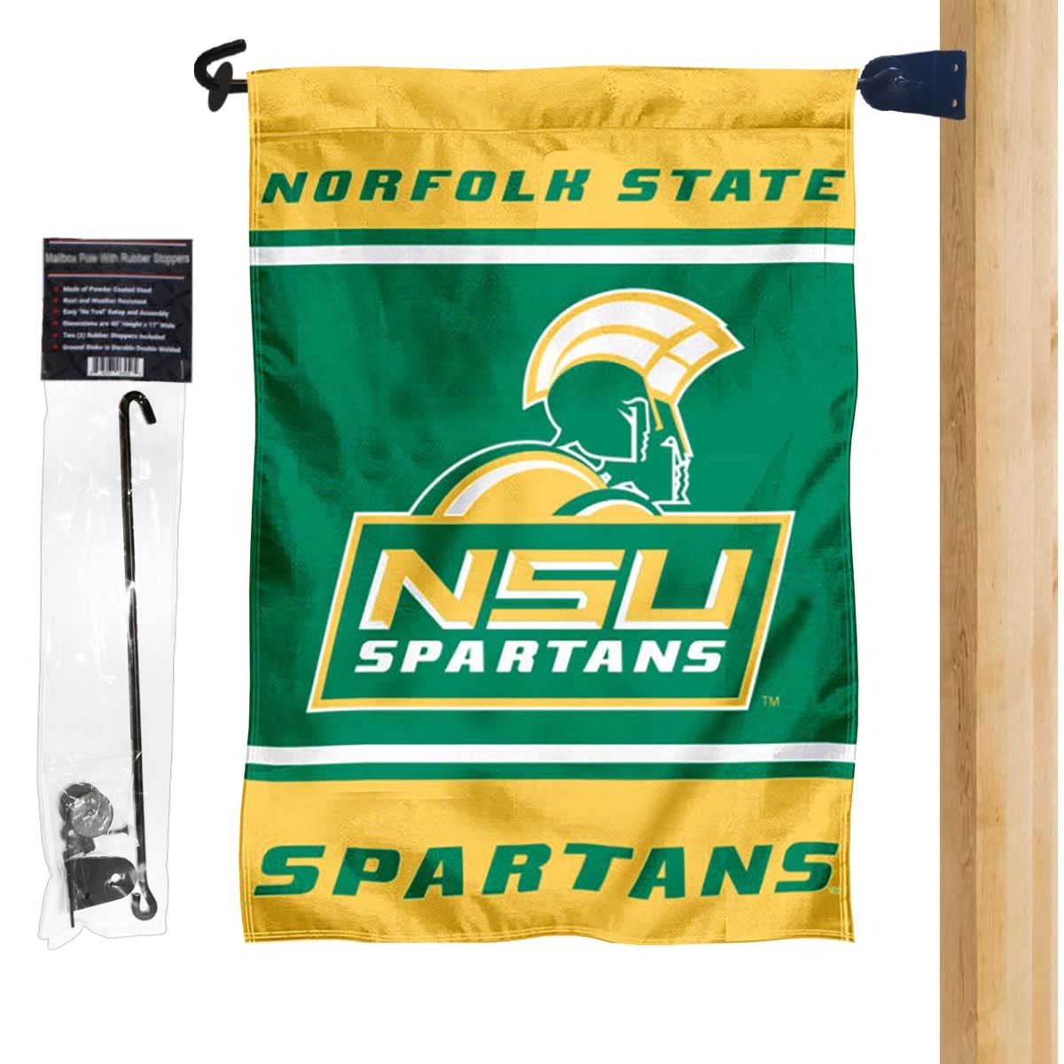 Norfolk State Spartans Garden Flag and Mailbox Post Pole Mount Holder Set - Sports Collectibles, Sports Memorabilia, Sports Fan Shop, Sports Gifts