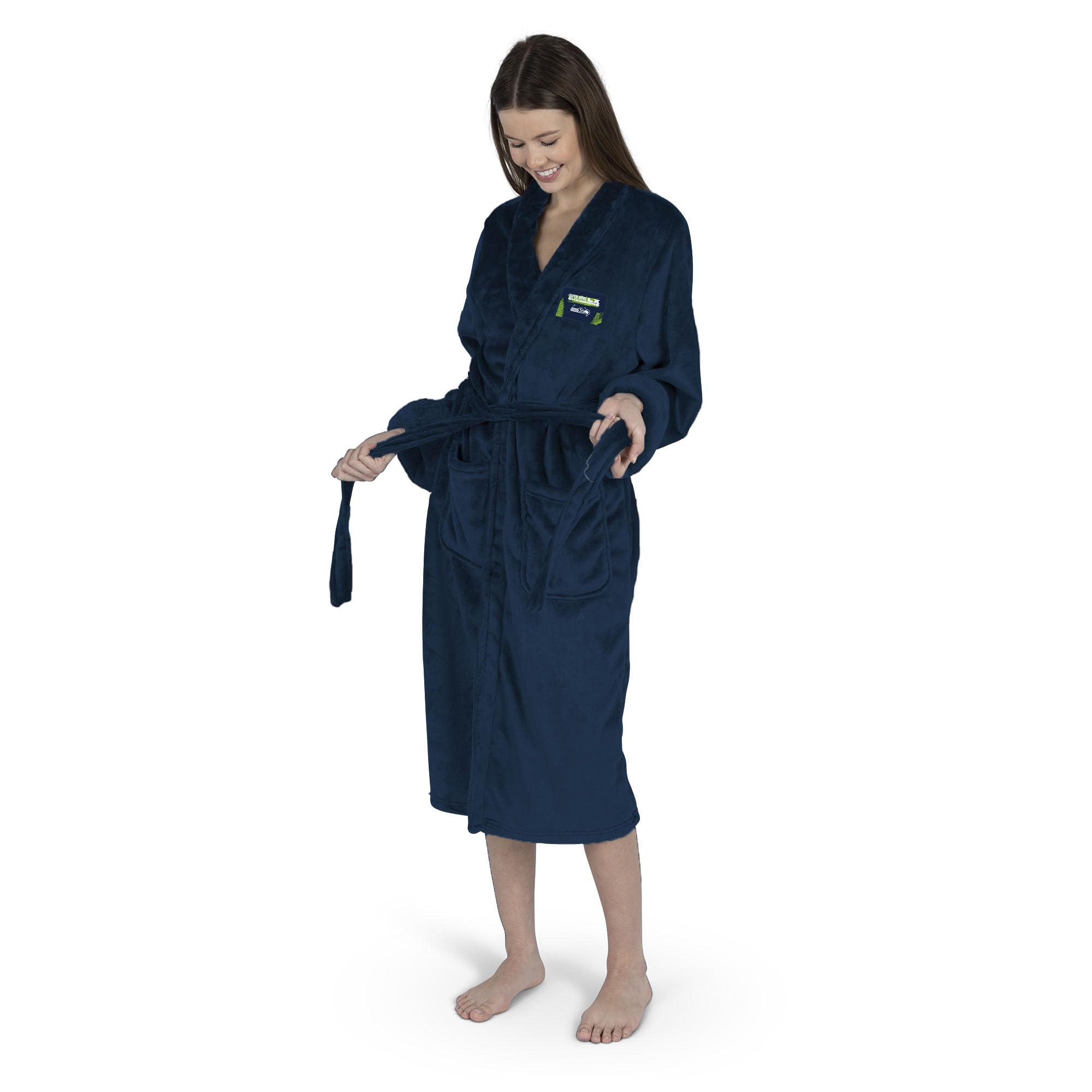 Northwest NFL Super Bowl 2026 Seattle Seahawks Champs Hub Silk Touch Robe, Small/Medium - Sports Gifts, Sports Memorabilia, Sports Collectibles, Fan Shop