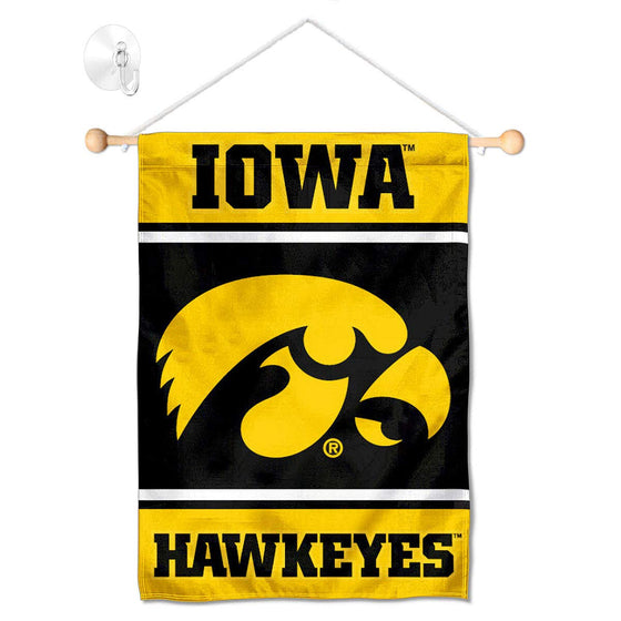 College Flags & Banners Co. Iowa Hawkeyes Window Wall Banner Hanging Flag with Suction Cup - Sports Collectibles, Sports Memorabilia, Sports Fan Shop, Sports Gifts