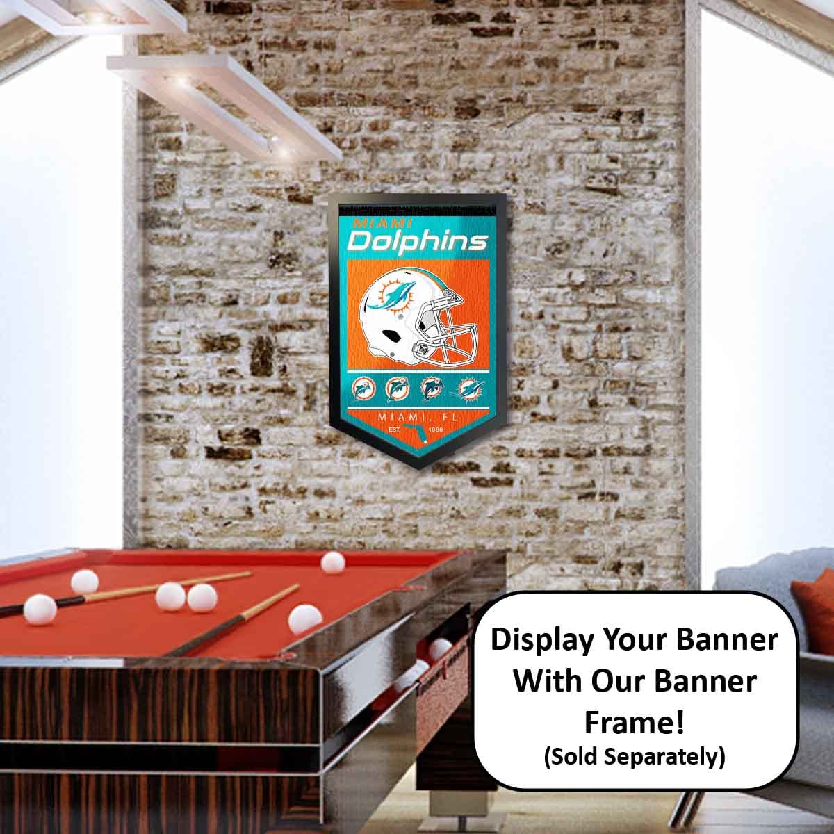 WinCraft Miami Dolphins Heritage History Banner Pennant - Sports Collectibles, Sports Memorabilia, Sports Fan Shop, Sports Gifts