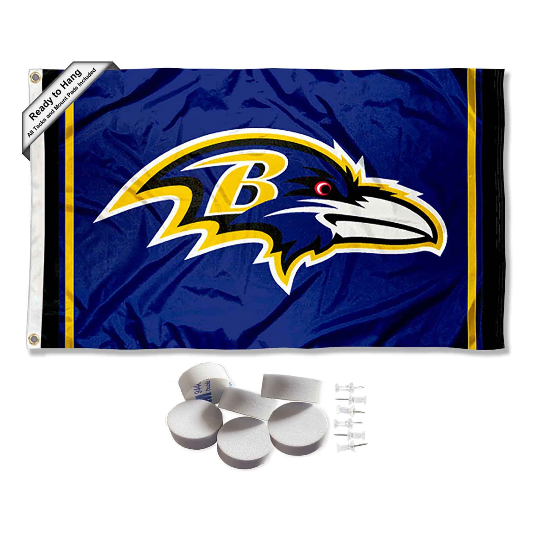 Baltimore Ravens Logo Banner and Tapestry Wall Tack Pads - Sports Collectibles, Sports Memorabilia, Sports Fan Shop, Sports Gifts