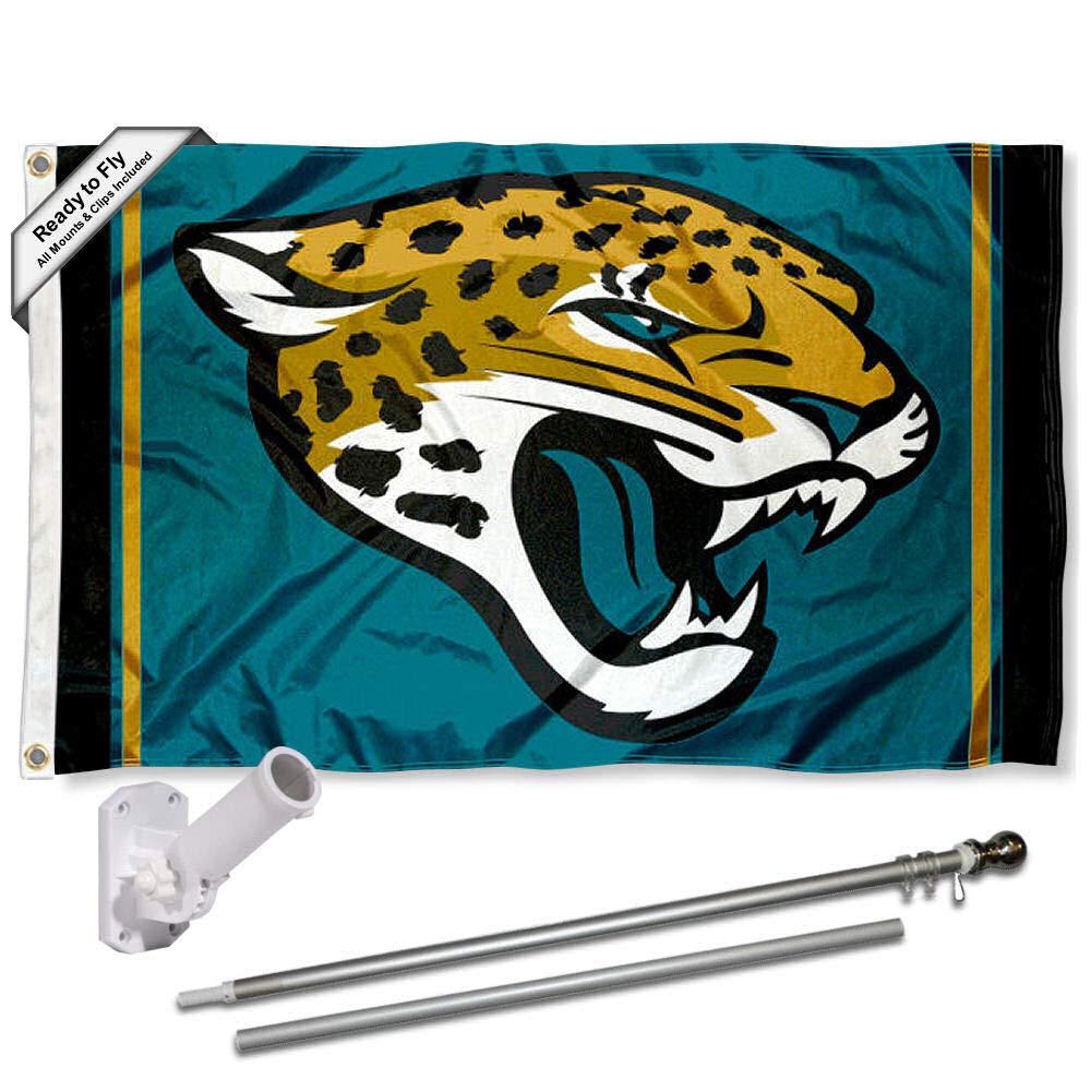 WinCraft Jacksonville Jaguars Flag Pole and Bracket Kit - Sports Collectibles, Sports Memorabilia, Sports Fan Shop, Sports Gifts