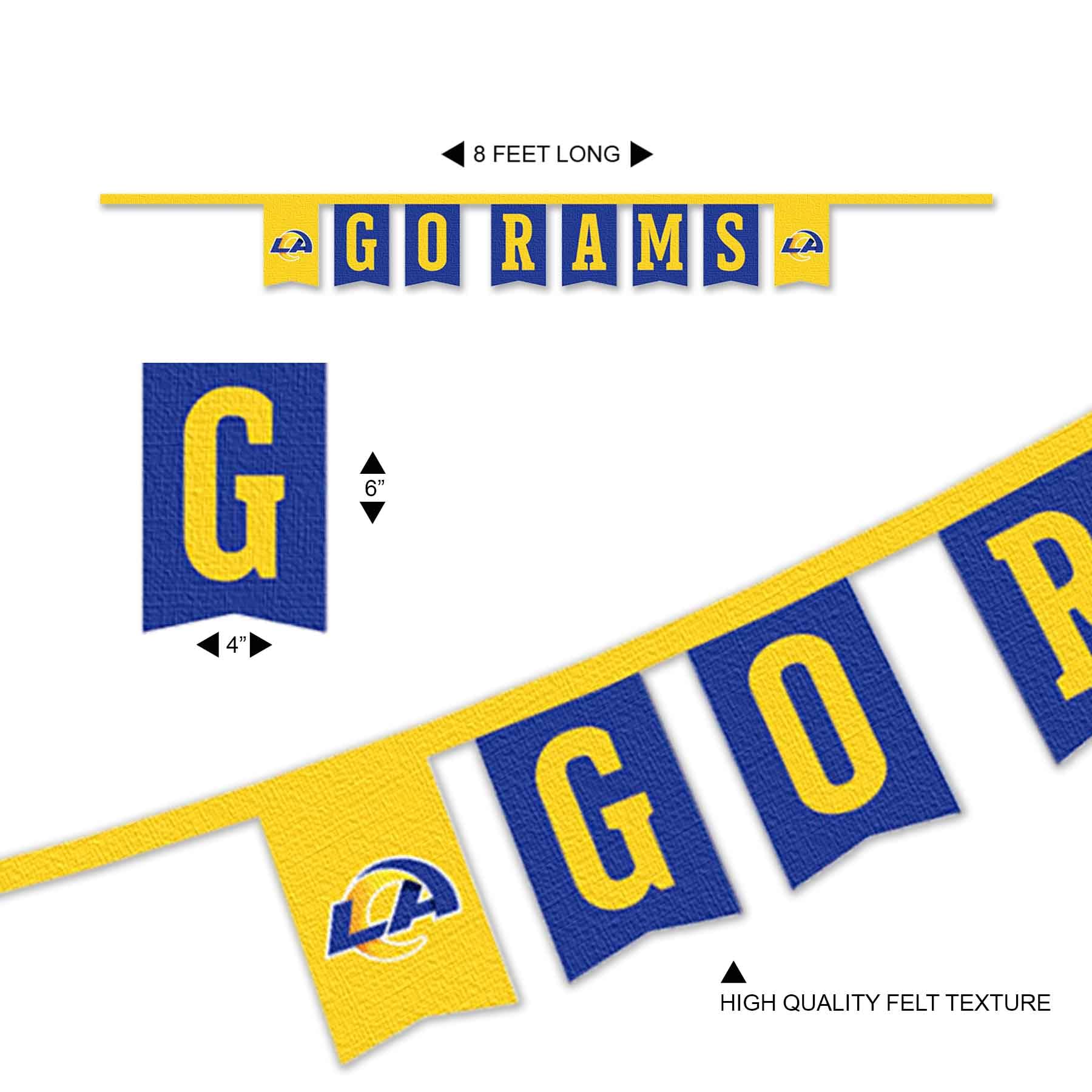WinCraft Los Angeles Rams Banner String Pennant Flags - Sports Collectibles, Sports Memorabilia, Sports Fan Shop, Sports Gifts