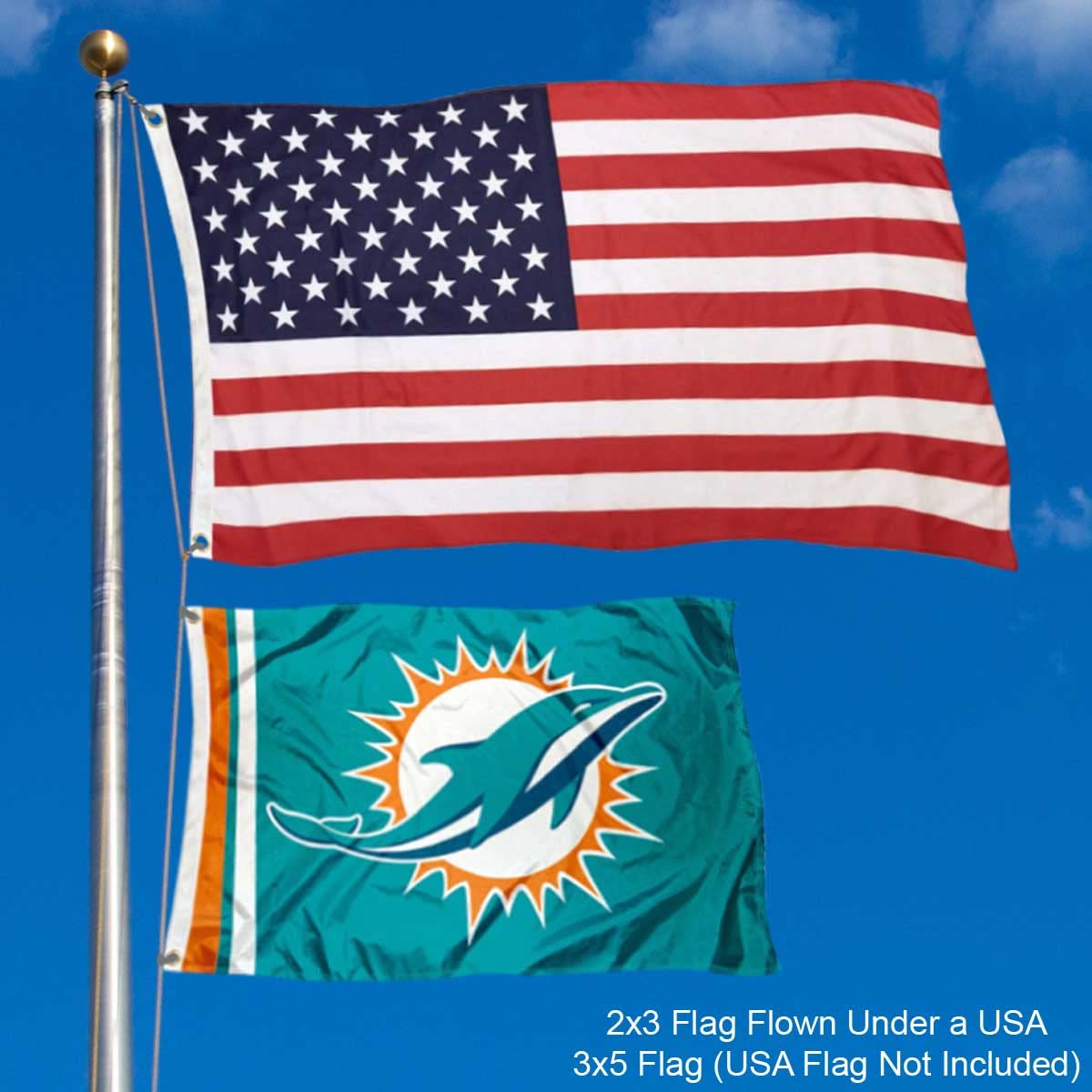 WinCraft Miami Dolphins 2x3 Feet Flag - Sports Collectibles, Sports Memorabilia, Sports Fan Shop, Sports Gifts
