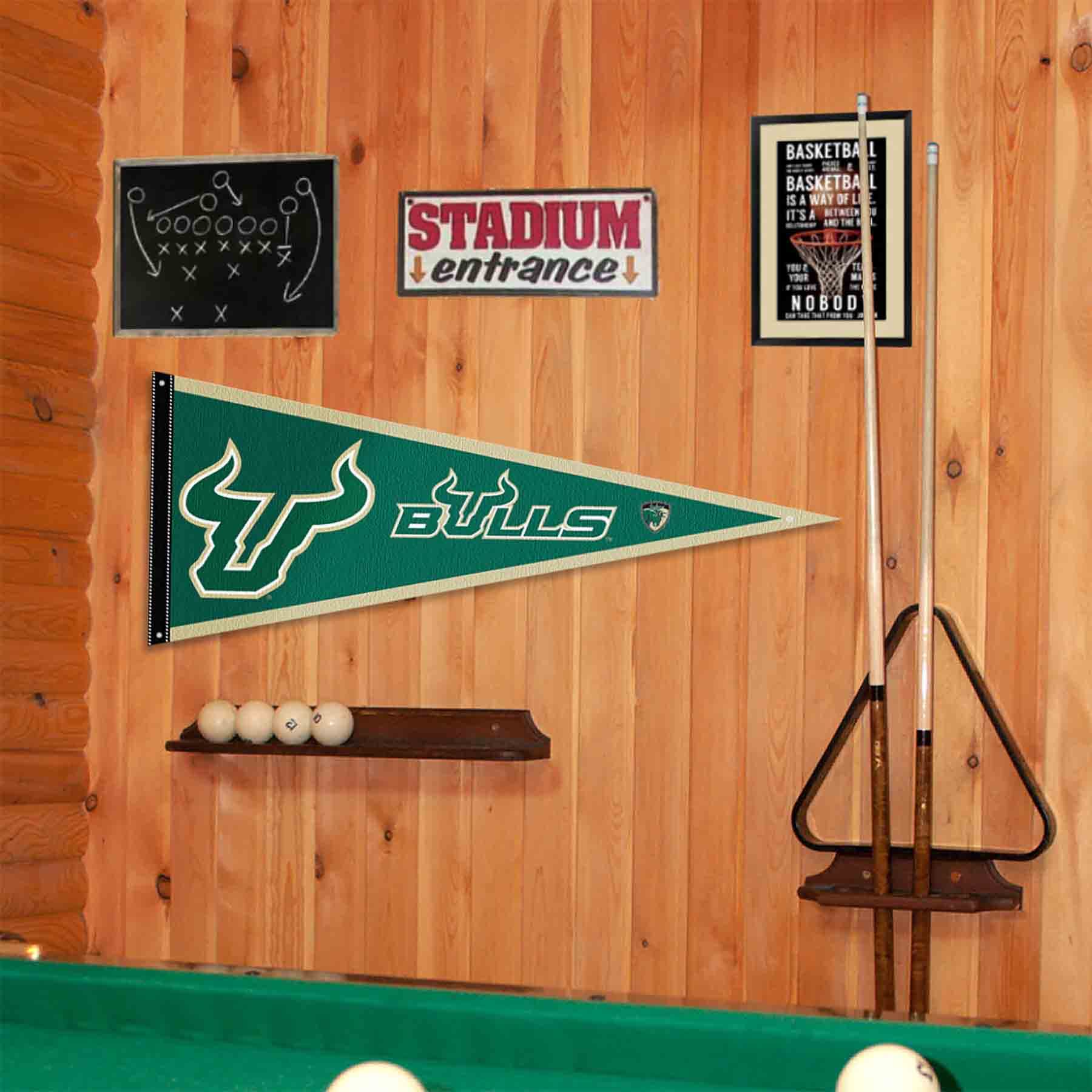 College Flags & Banners Co. South Florida Bulls Pennant Flag and Wall Tack Mount Pads - Sports Collectibles, Sports Memorabilia, Sports Fan Shop, Sports Gifts