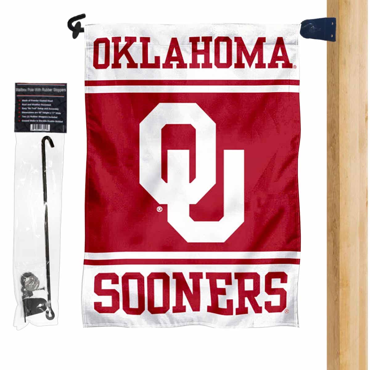OU Sooners Garden Flag and Mailbox Post Pole Mount Holder Set - Sports Collectibles, Sports Memorabilia, Sports Fan Shop, Sports Gifts