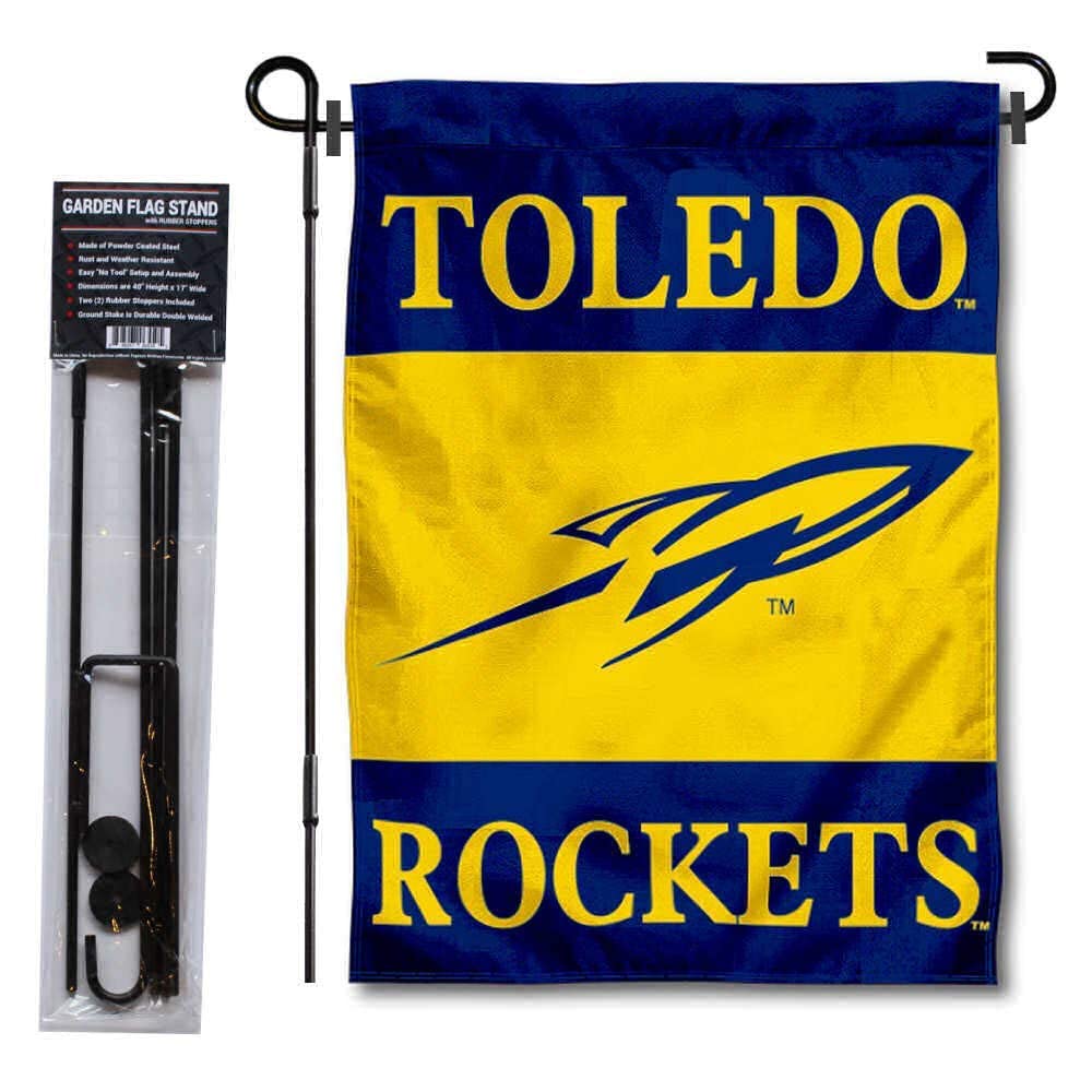 College Flags & Banners Co. Toledo Rockets Garden Flag and Flag Stand Pole Holder Set - Sports Collectibles, Sports Memorabilia, Sports Fan Shop, Sports Gifts