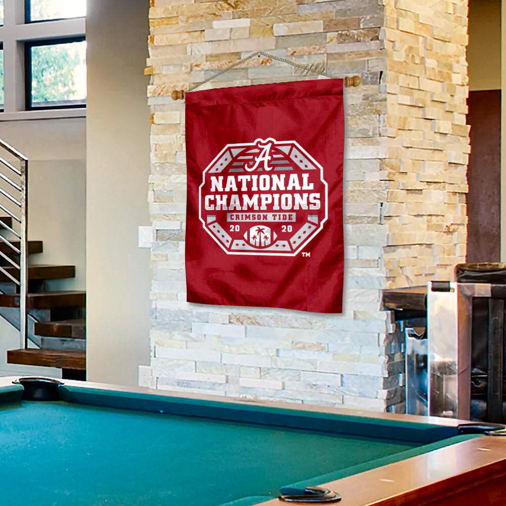 Alabama Crimson Tide CFP National Champions Double Sided House Flag and Wood Banner Pole Set - Sports Collectibles, Sports Memorabilia, Sports Fan Shop, Sports Gifts