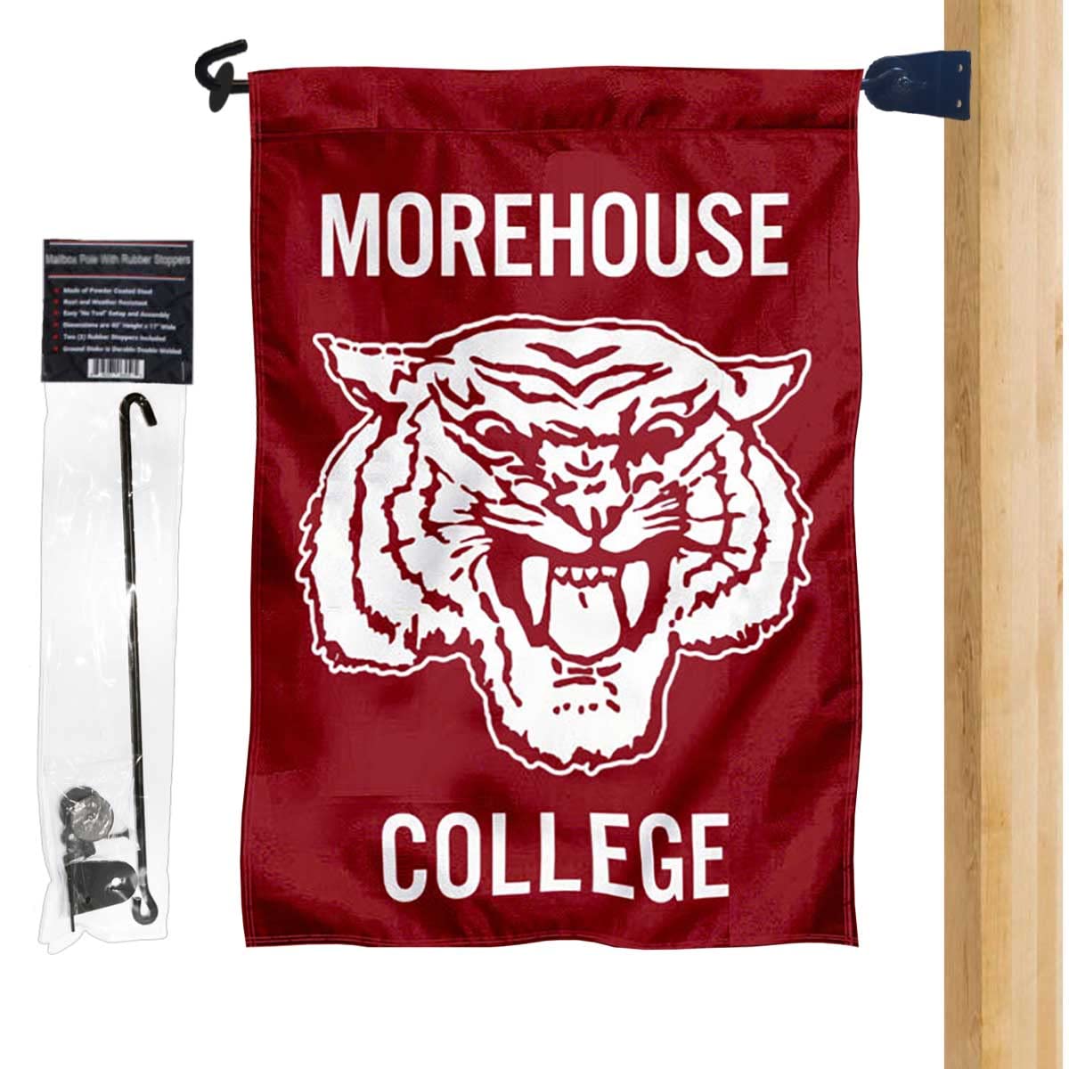 College Flags & Banners Co. Morehouse Maroon Tigers Garden Flag and Mailbox Post Pole Mount Holder Set - Sports Collectibles, Sports Memorabilia, Sports Fan Shop, Sports Gifts