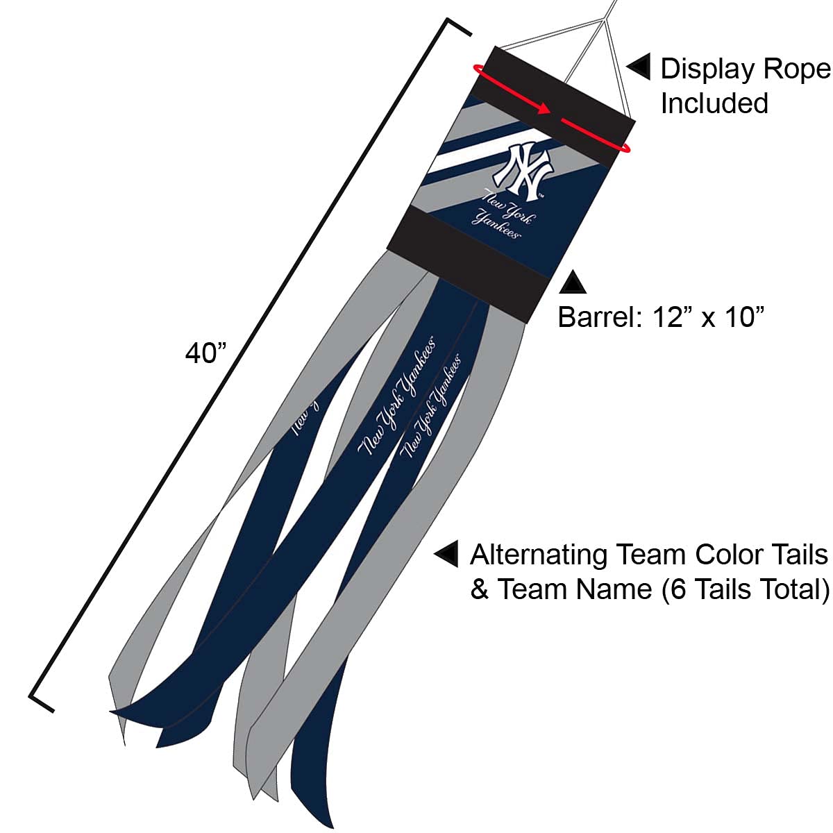 NY Yankees Team Windsock - Sports Collectibles, Sports Memorabilia, Sports Fan Shop, Sports Gifts