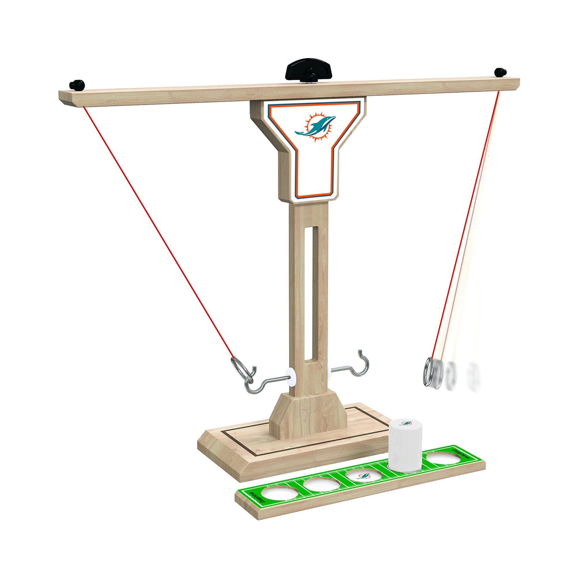 Wild Sports NFL Miami Dolphins Wooden Ring Swing Battle - Head-to-Head Ring Toss Hook & Ring Game for NFL Fans - Sports Collectibles, Sports Memorabilia, Sports Fan Shop, Sports Gifts