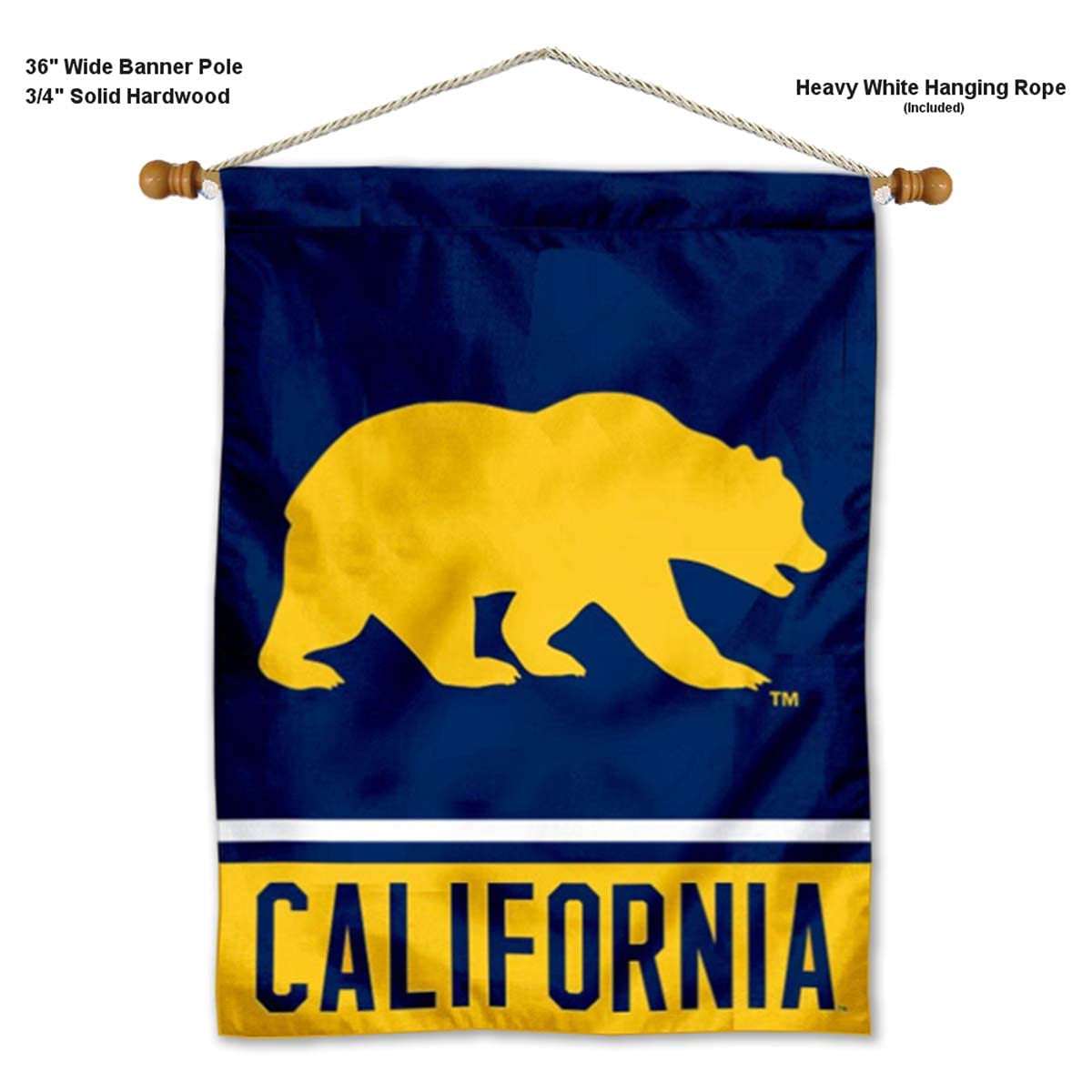 Cal Berkeley Golden Bears Banner with Hanging Pole - Sports Collectibles, Sports Memorabilia, Sports Fan Shop, Sports Gifts