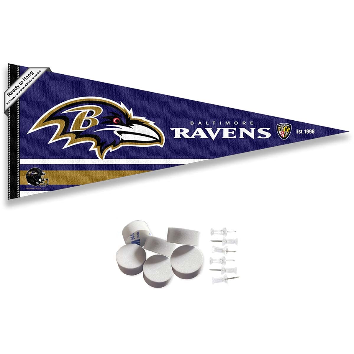 Baltimore Ravens Pennant Banner and Wall Tack Pads - Sports Collectibles, Sports Memorabilia, Sports Fan Shop, Sports Gifts