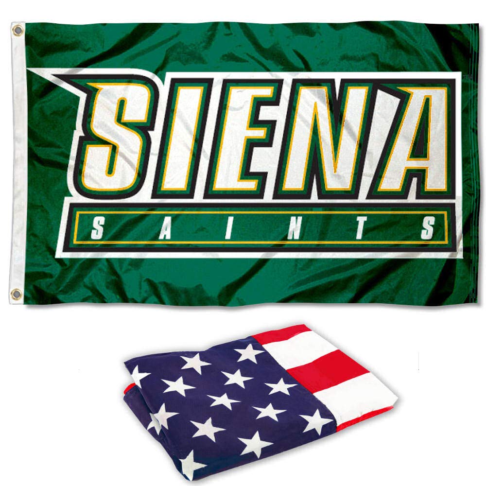 College Flags & Banners Co. Siena Saints Flag and USA 3x5 Foot Flag Set - Sports Collectibles, Sports Memorabilia, Sports Fan Shop, Sports Gifts