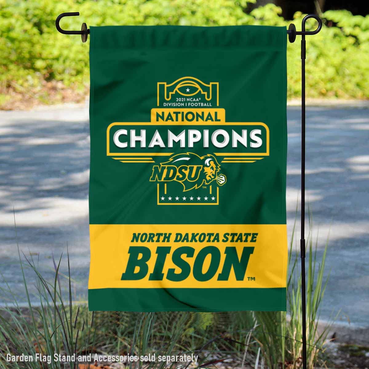 College Flags & Banners Co. North Dakota State Bison Official 2021 D1 Football National Champions Double Sided Garden Banner Flag - Sports Collectibles, Sports Memorabilia, Sports Fan Shop, Sports Gifts