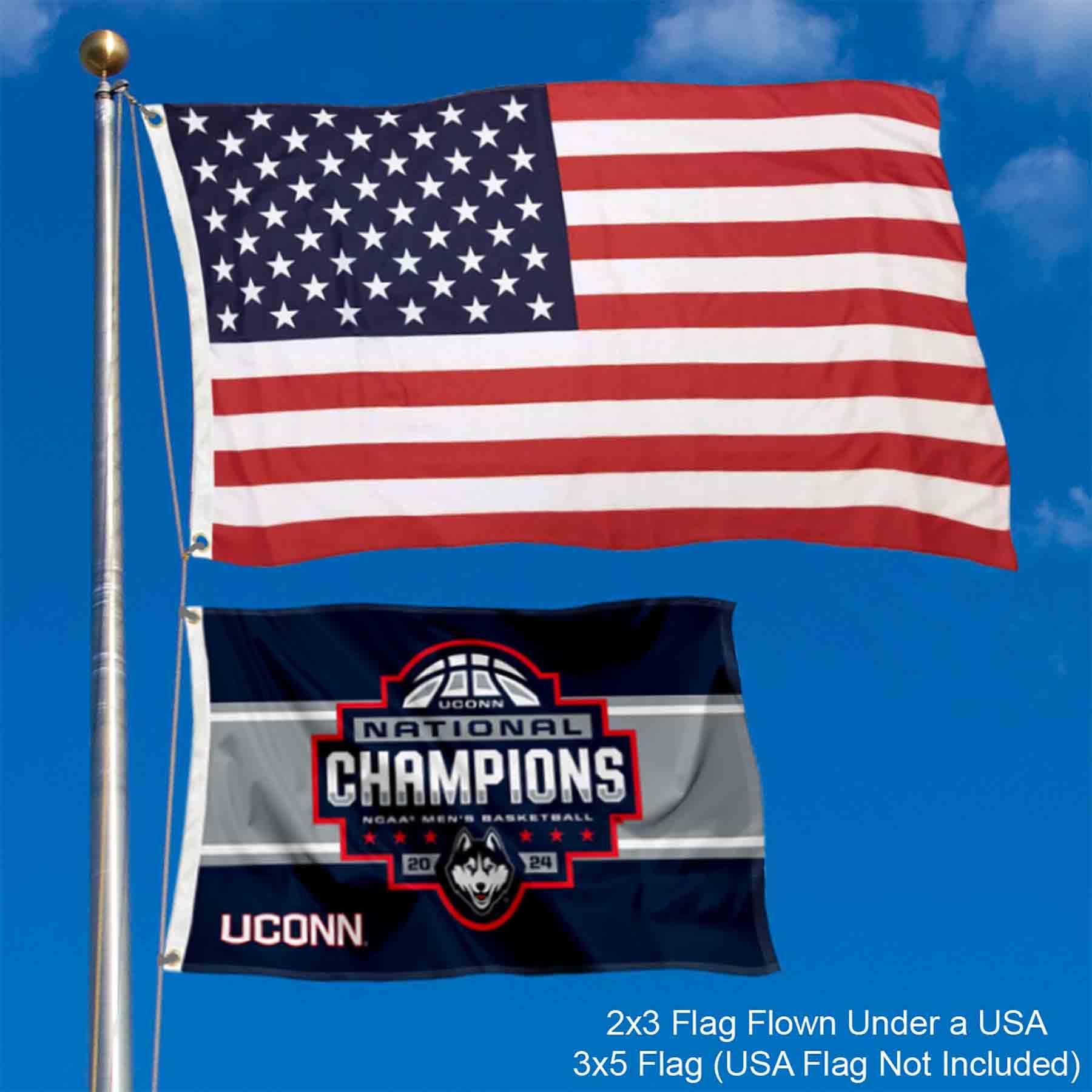 College Flags & Banners Co. University of Connecticut Basketball National Champions 2024 2x3 Foot Flag - Sports Collectibles, Sports Memorabilia, Sports Fan Shop, Sports Gifts