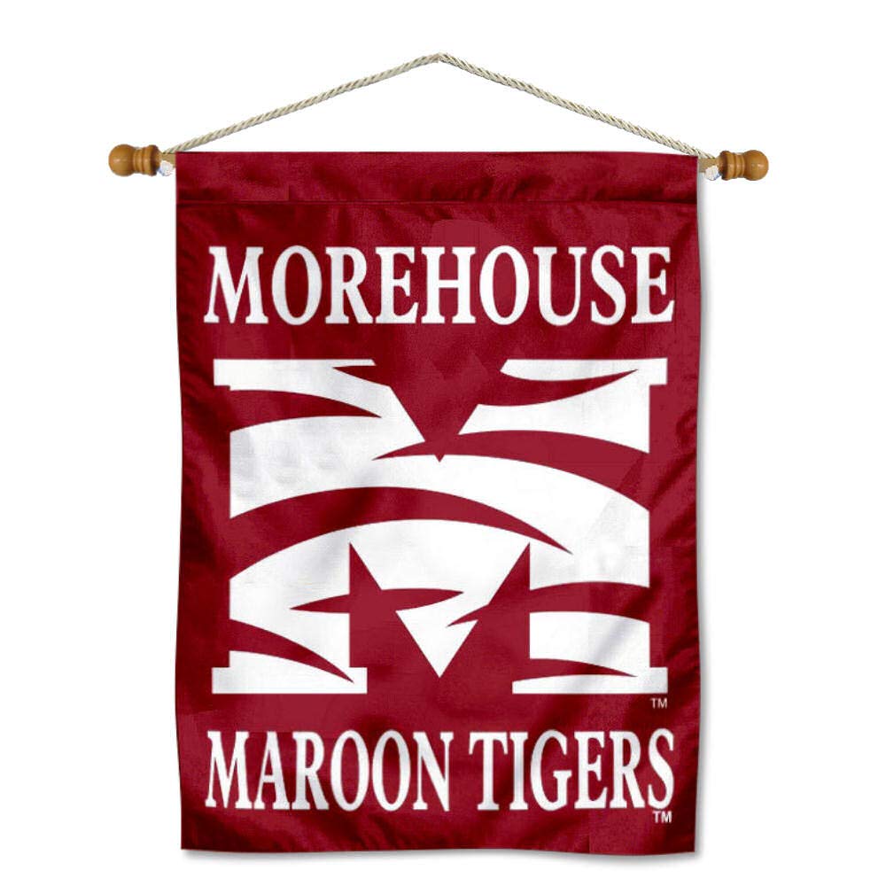 College Flags & Banners Co. Morehouse Maroon Tigers Banner Flag and Wood Banner Pole Set - Sports Collectibles, Sports Memorabilia, Sports Fan Shop, Sports Gifts