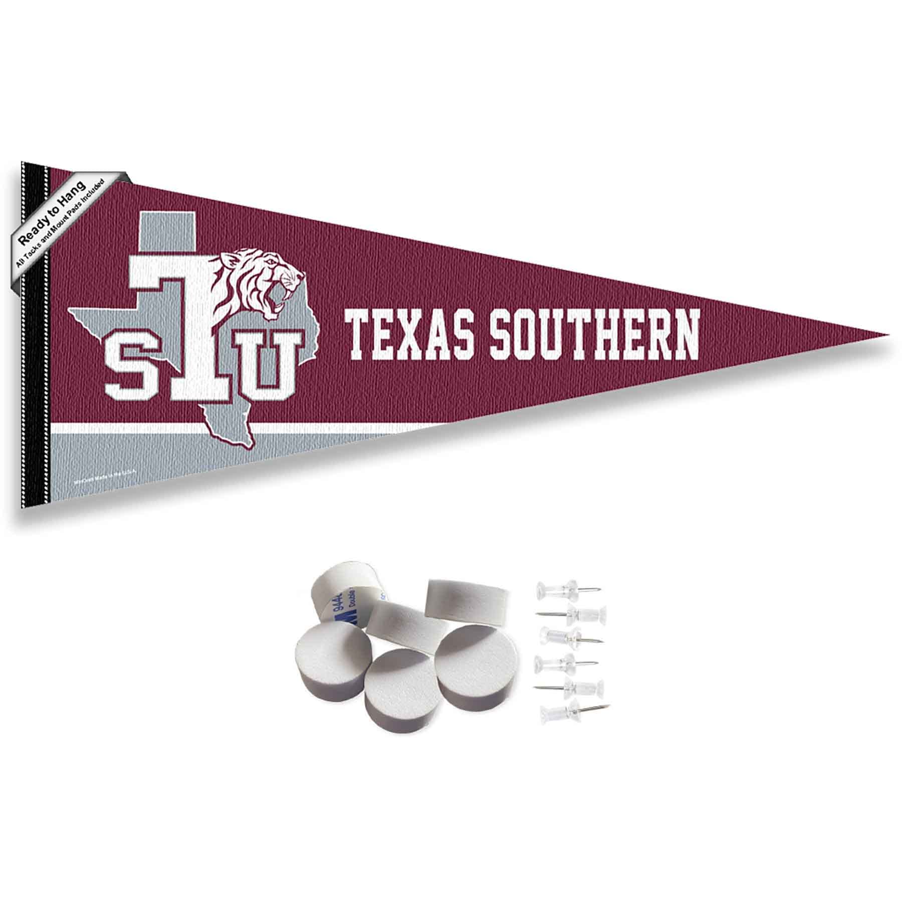 College Flags & Banners Co. Texas Southern Tigers Pennant Flag and Wall Tack Mount Pads - Sports Collectibles, Sports Memorabilia, Sports Fan Shop, Sports Gifts