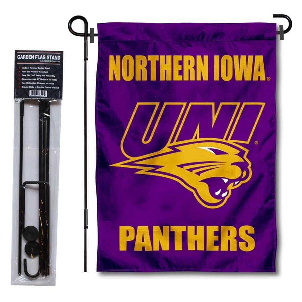 College Flags & Banners Co. Northern Iowa Panthers Garden Flag and Flag Stand Pole Holder Set - Sports Collectibles, Sports Memorabilia, Sports Fan Shop, Sports Gifts