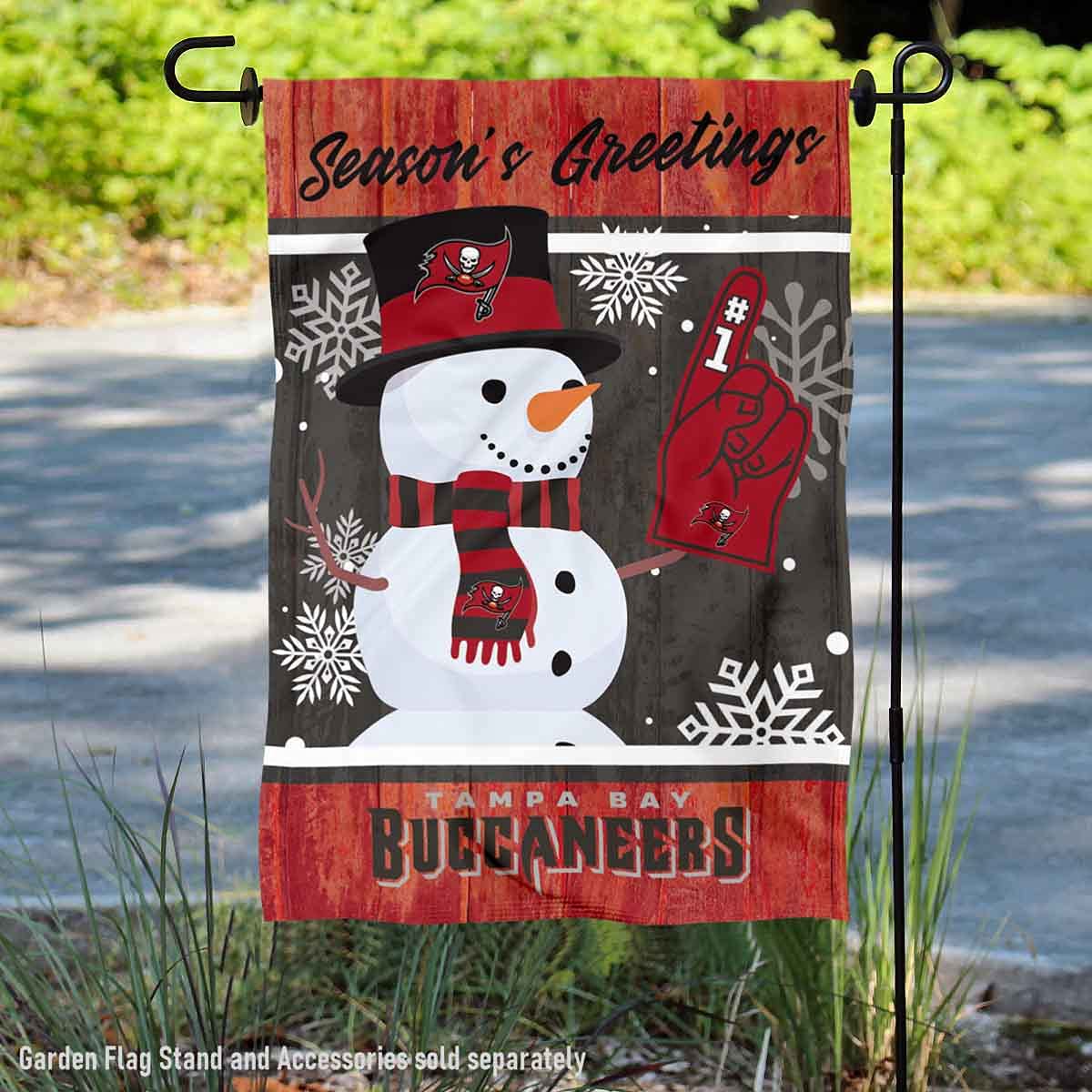 Tampa Bay Buccaneers Holiday Winter Snow Garden Flag Double Sided Banner - Sports Collectibles, Sports Memorabilia, Sports Fan Shop, Sports Gifts