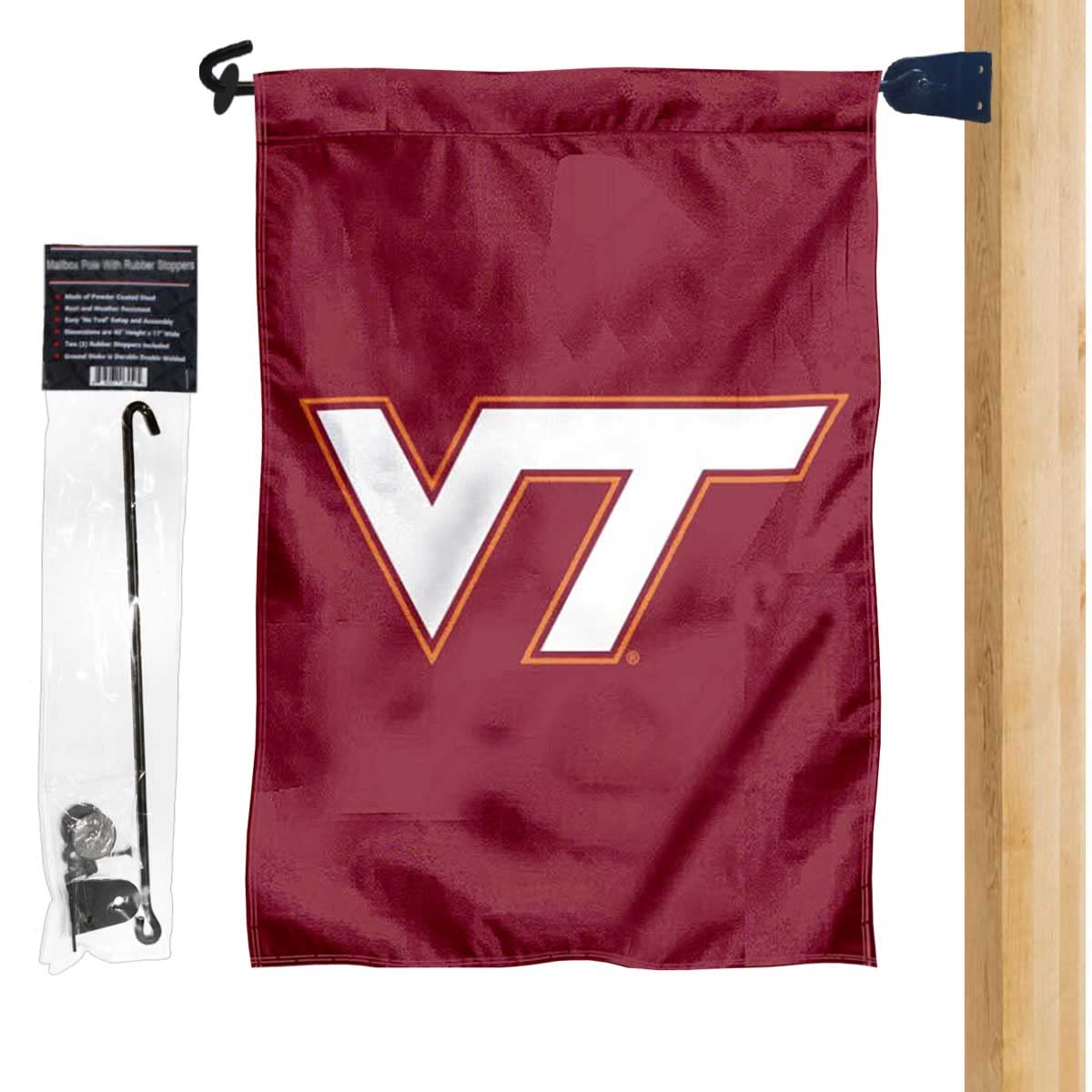 College Flags & Banners Co. Va Tech Garden Flag and Mailbox Post Pole Mount Holder Set - Sports Collectibles, Sports Memorabilia, Sports Fan Shop, Sports Gifts